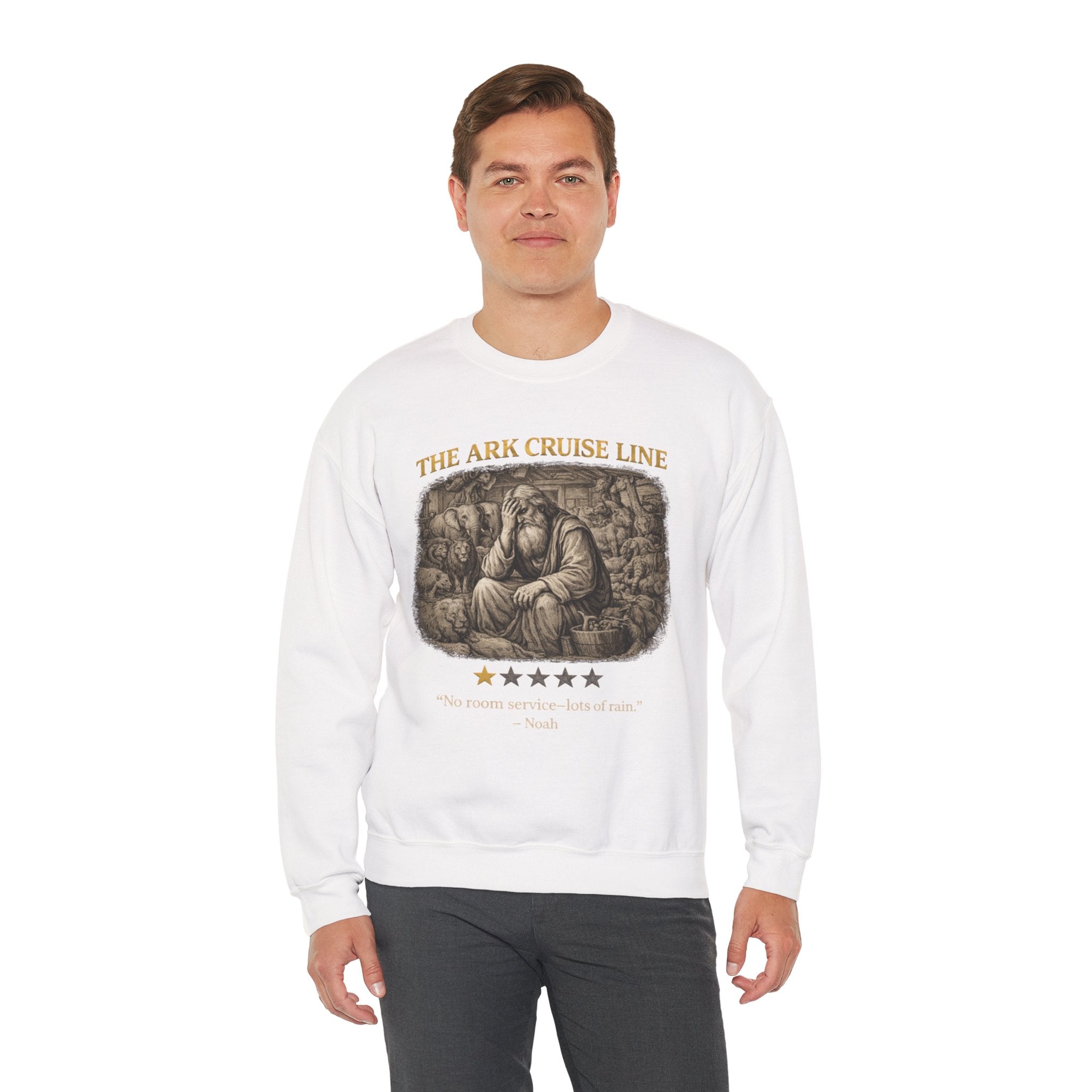 Noah – Crewneck Sweatshirt | “Ark Cruise Liner” Vintage Illustration – Five-Star Faith Series