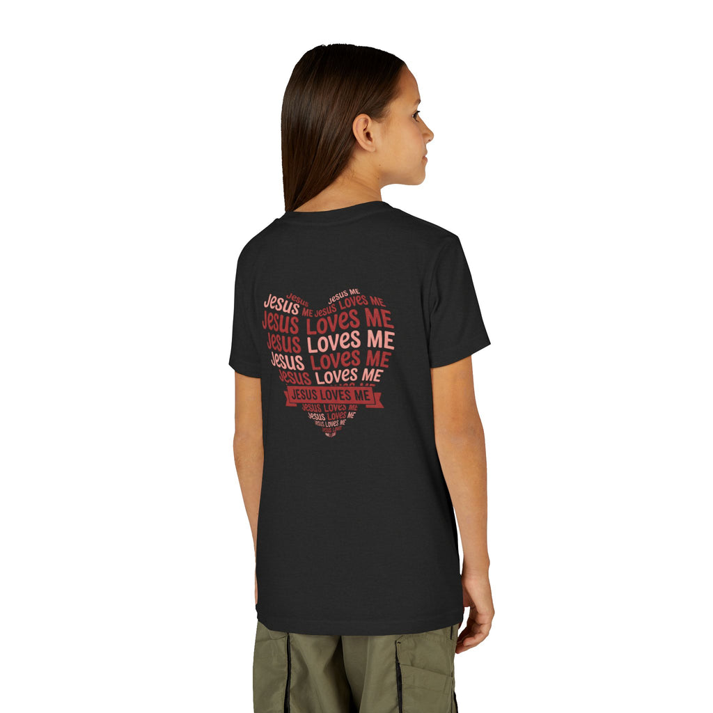 Jesus Loves Me Youth T-Shirt – Heart Word Cloud Christian Kids Tee | Faith Inspired Youth Shirt