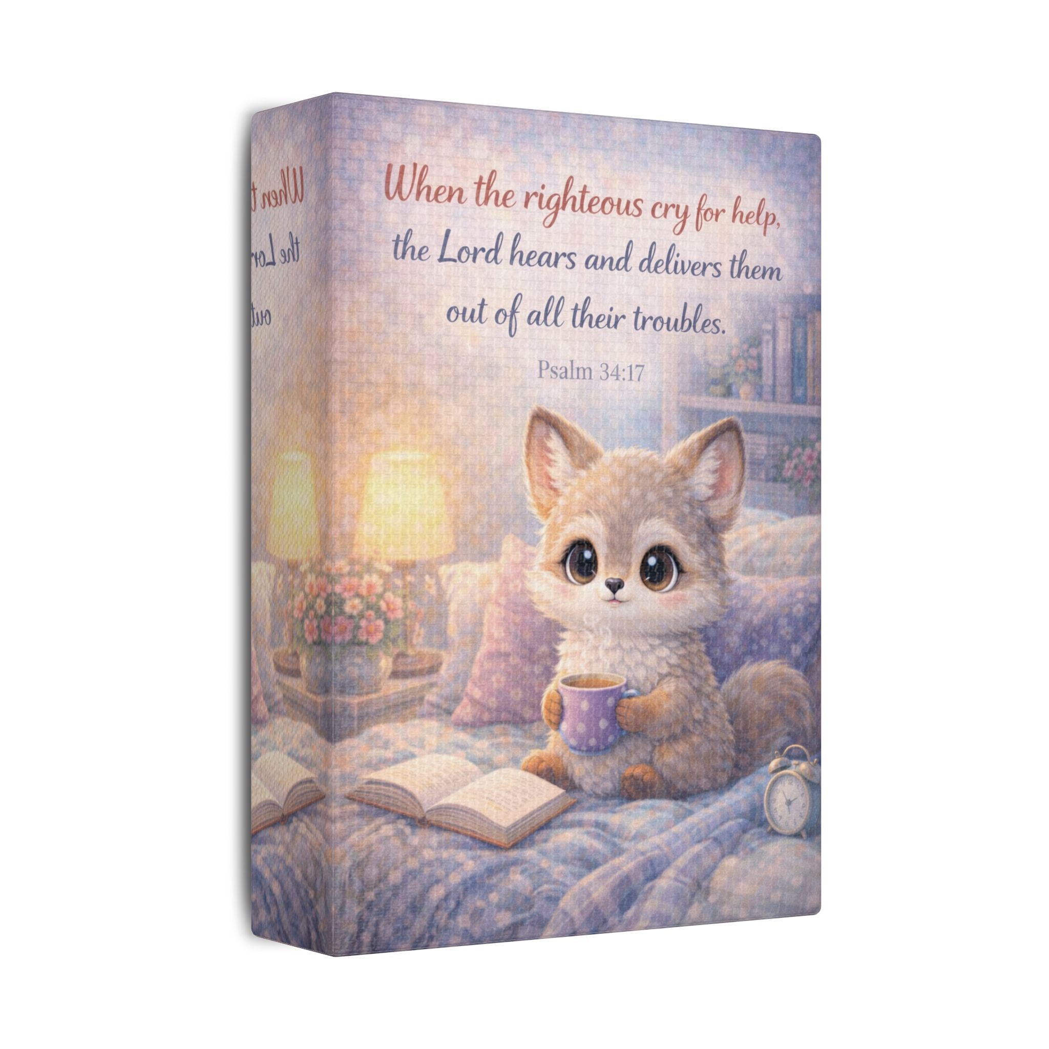 Scripture Woodland Animals – Fox – Psalm 34:17 Canvas Print