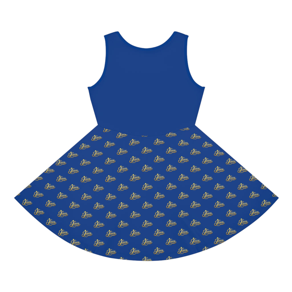 Girls' Jesus Sundress – Blue Graphic Youth Faith Dress | Mother & Daughter Matching Christian Outfit