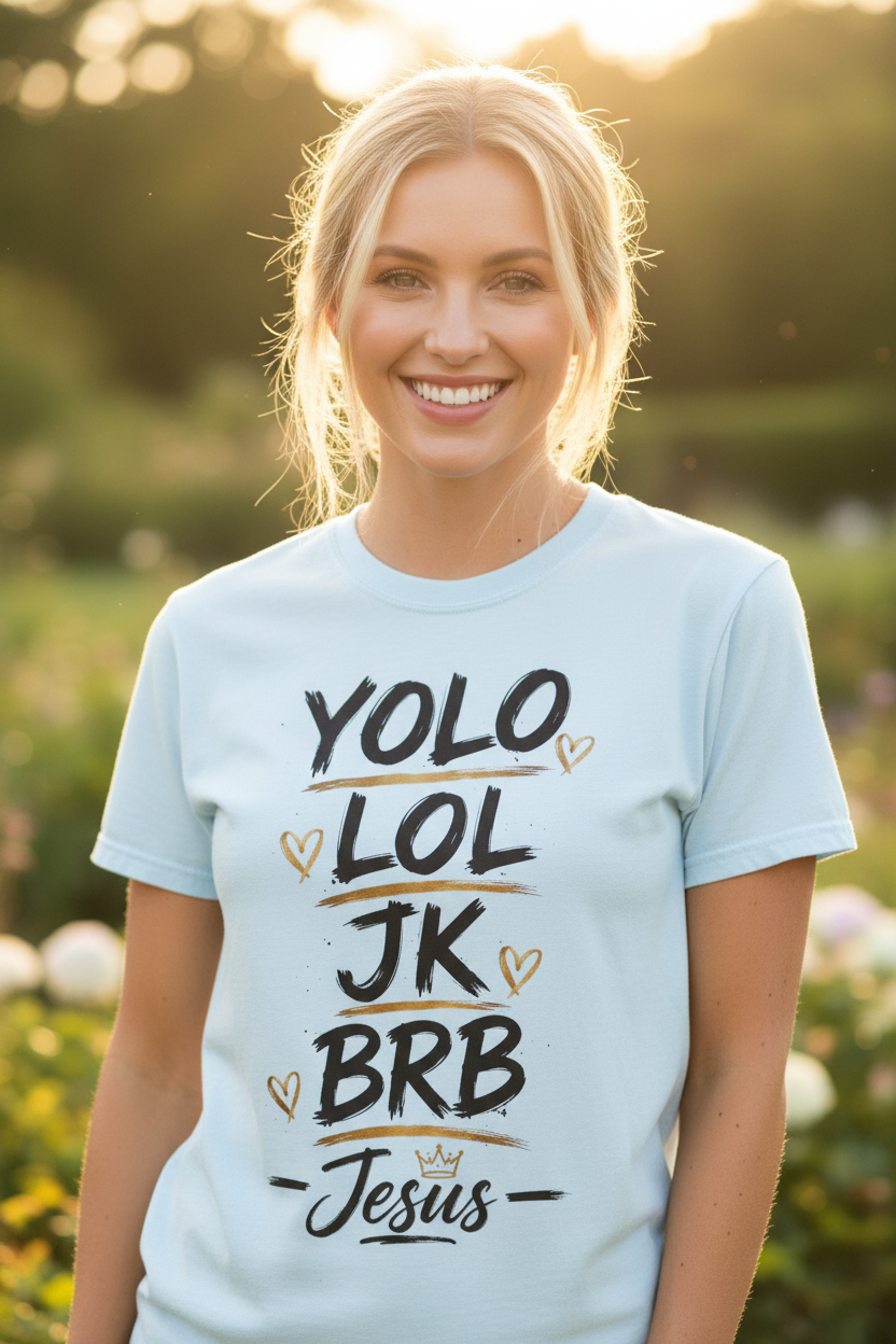 YOLO LOL JK BRB ~Jesus T-Shirt | Comfort Colors® Christian Graphic Tee