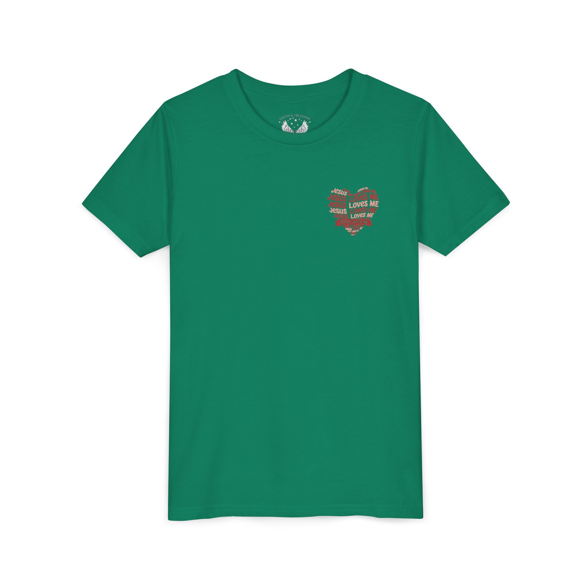 Jesus Loves Me Youth T-Shirt – Heart Word Cloud Christian Kids Tee | Faith Inspired Youth Shirt