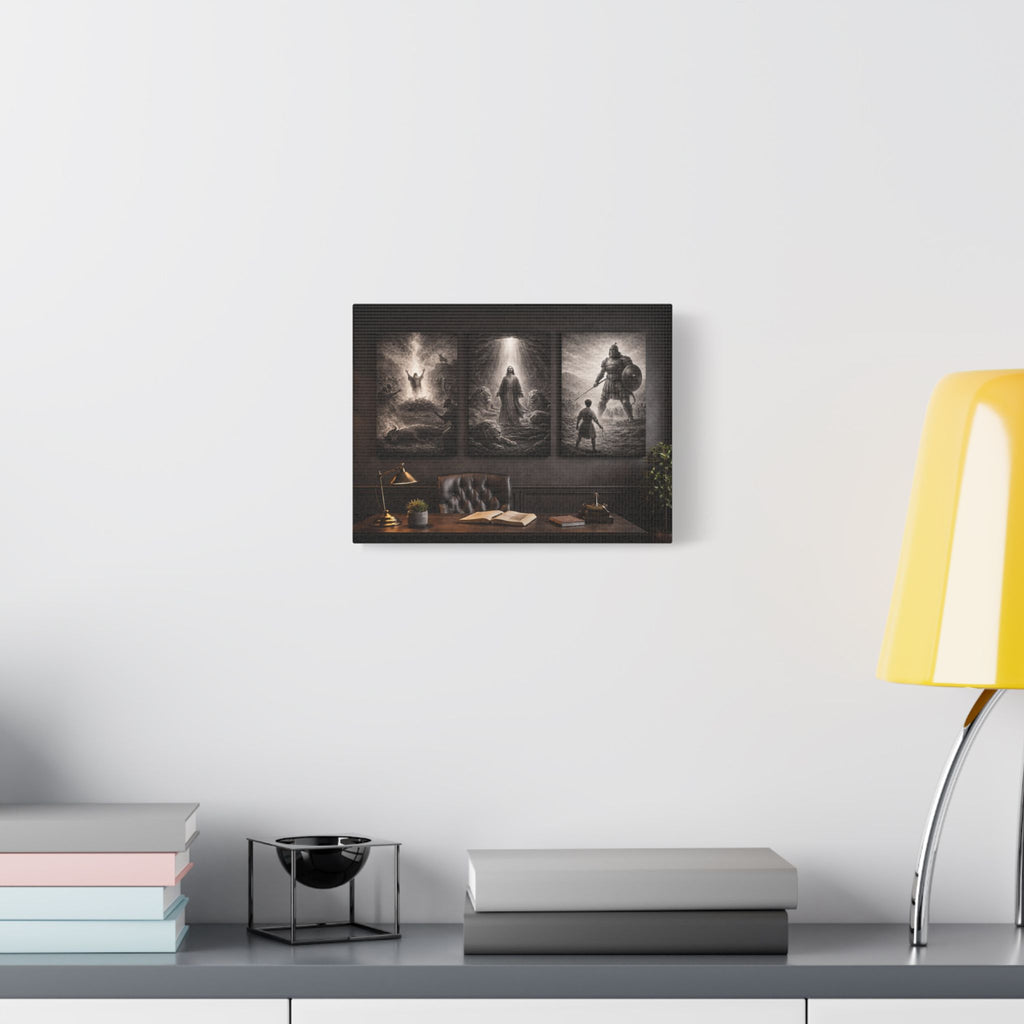Elijah, Daniel & David Triptych Canvas – Biblical Heroes Christian Wall Art | Religious Scripture Canvas