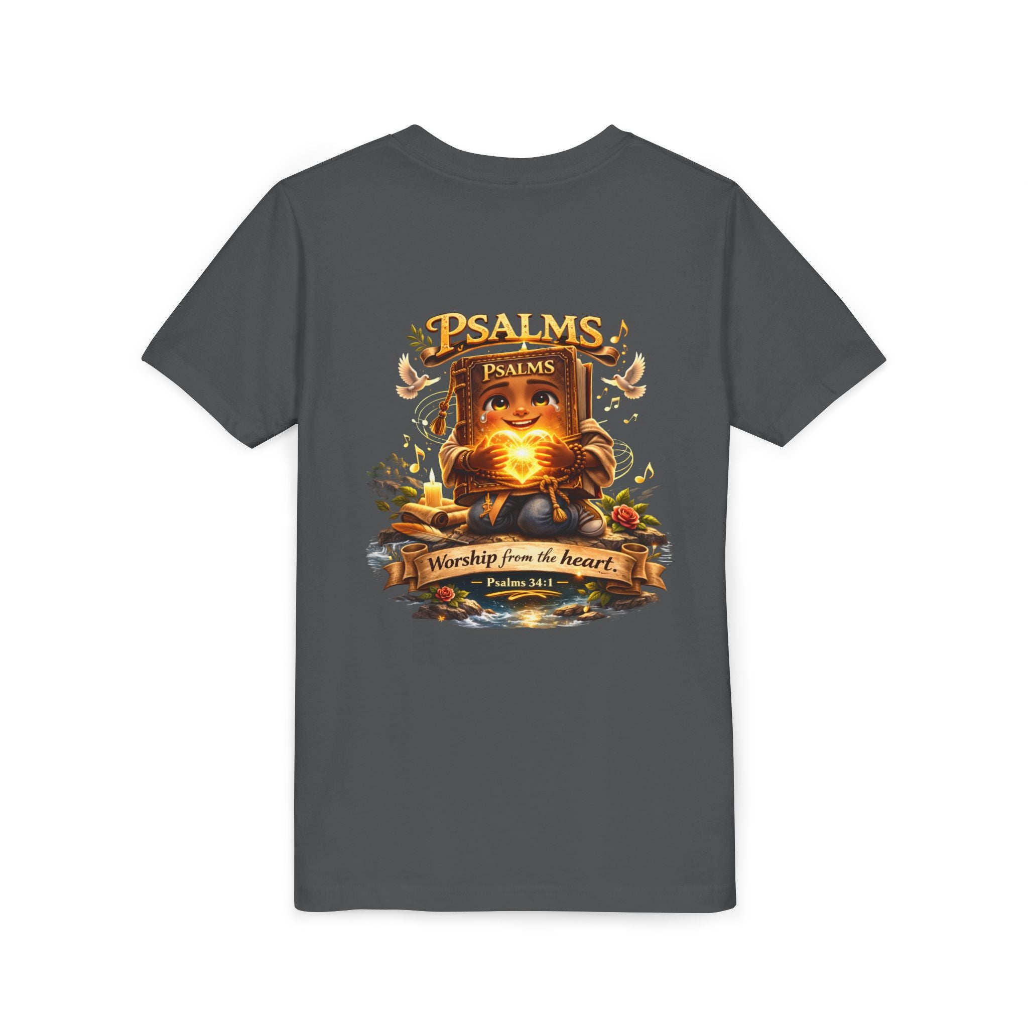 Praise Him Psalms 34:1 Youth T-Shirt | Christian Kids Faith Tee | Inspirational Youth Apparel