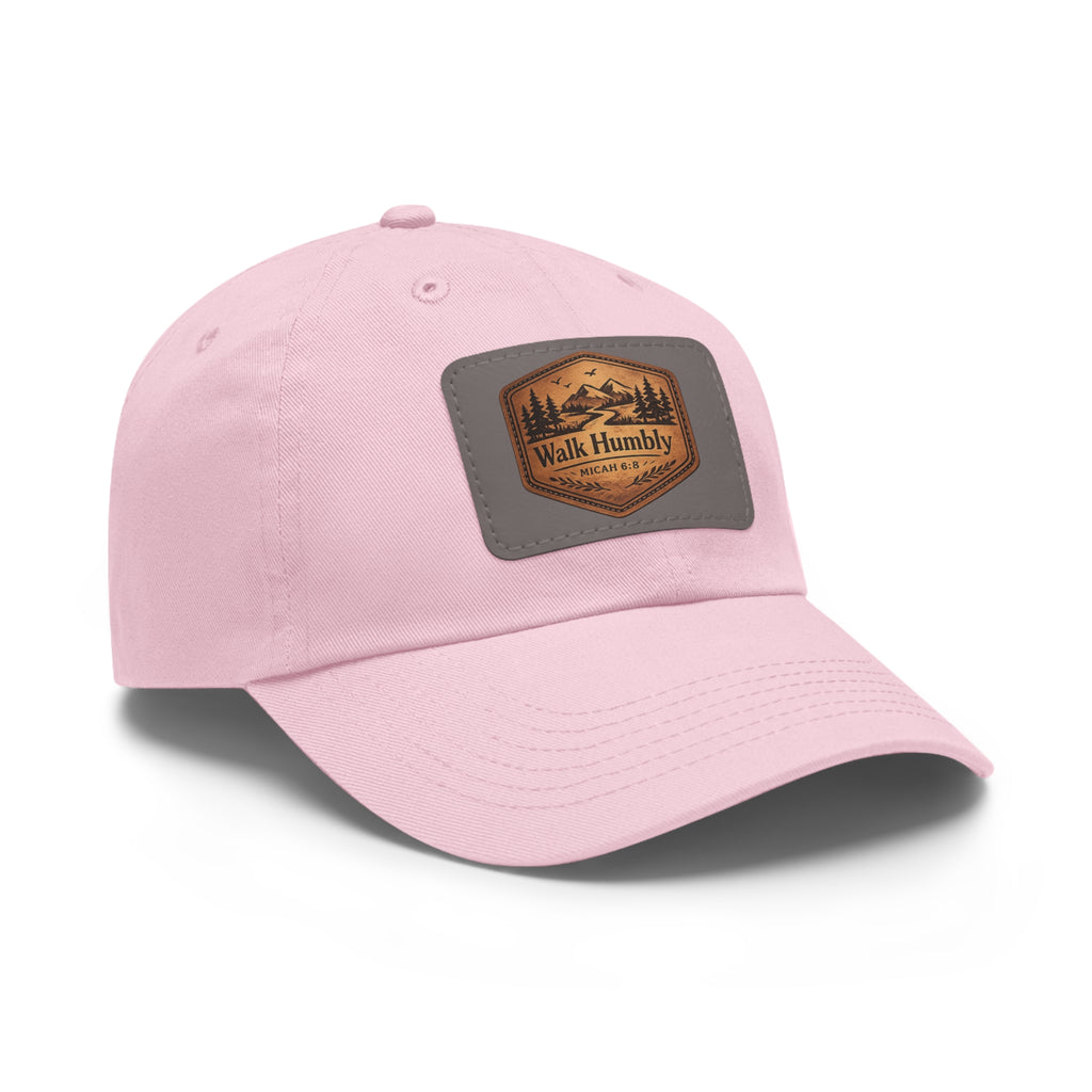 Walk Humbly Leather Patch Dad Hat | Micah 6:8 Christian Outdoor Cap | Faith Freedom Creations