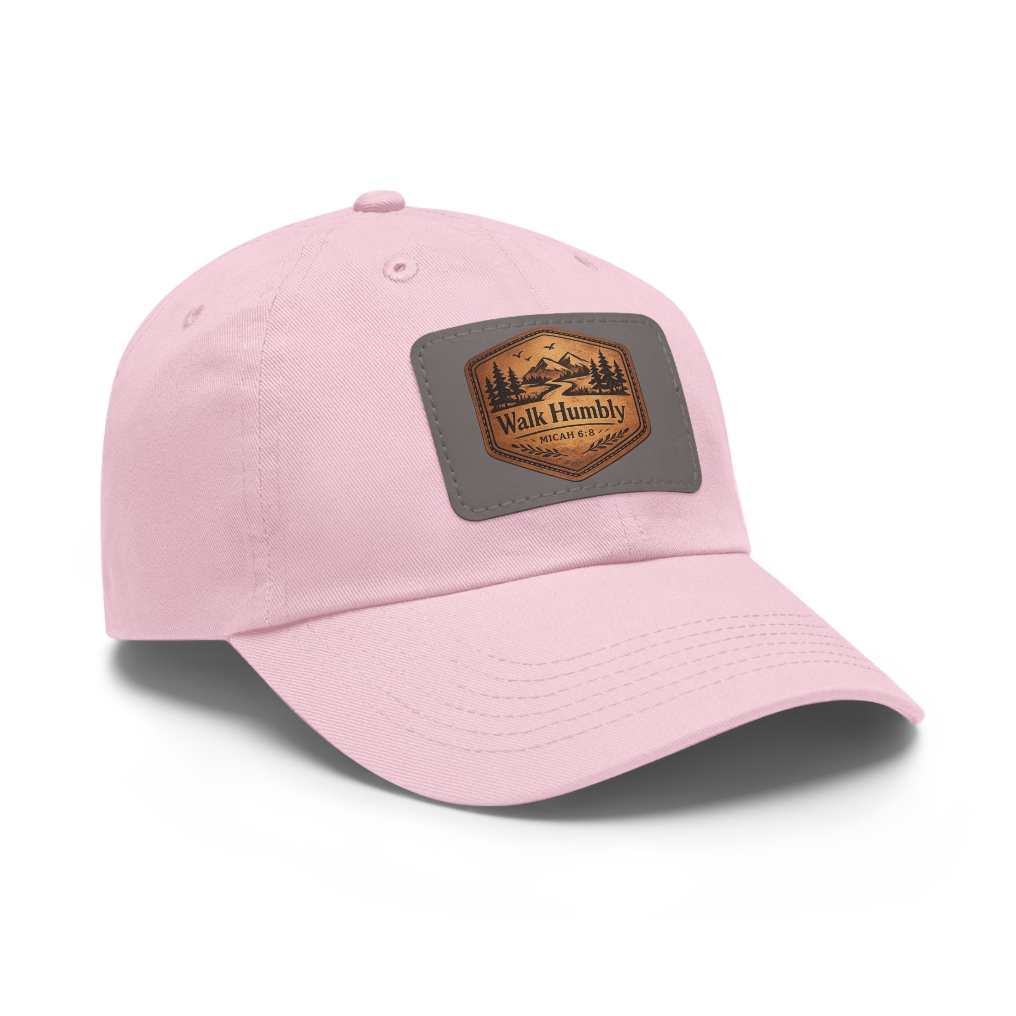 Walk Humbly Leather Patch Dad Hat | Micah 6:8 Christian Outdoor Cap | Faith Freedom Creations