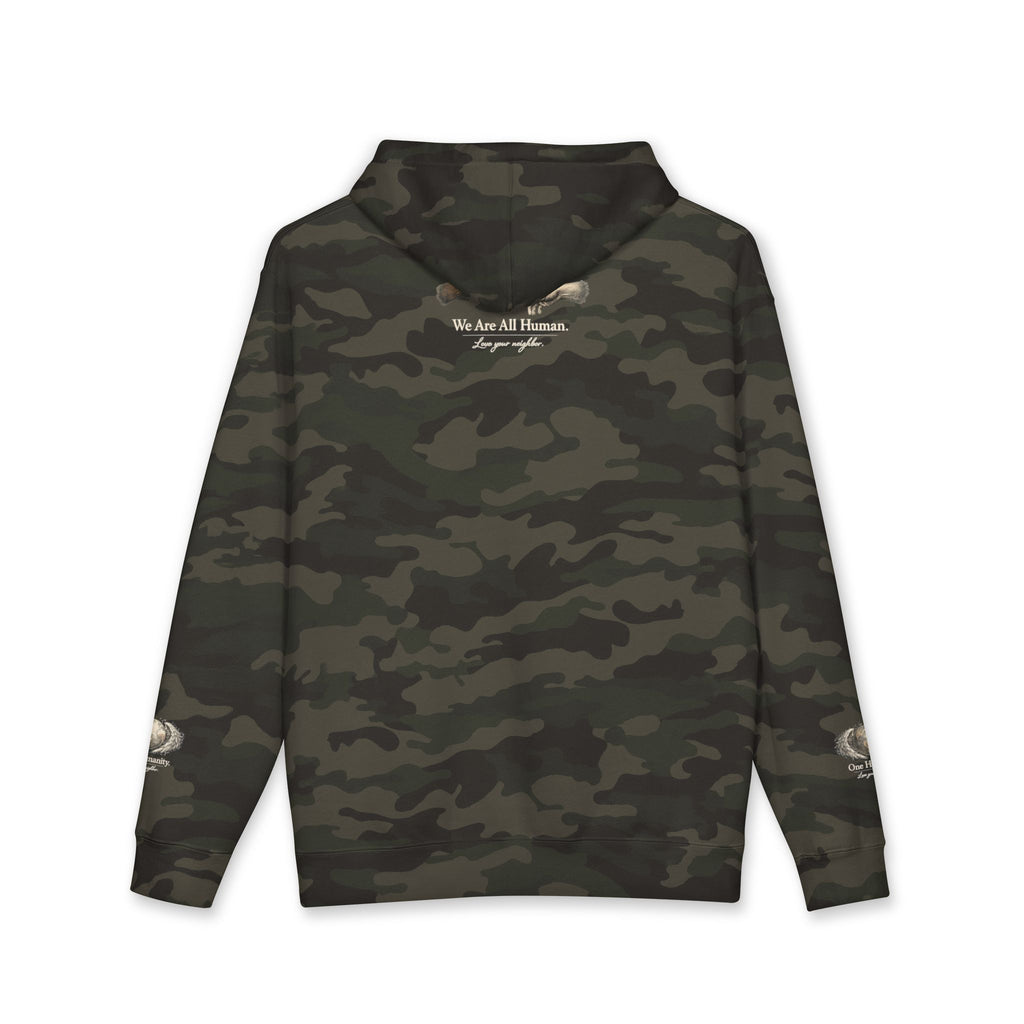 “One Humanity” Hoodie – “Love Your Neighbor” Earth & Wings Graphic Sweatshirt
