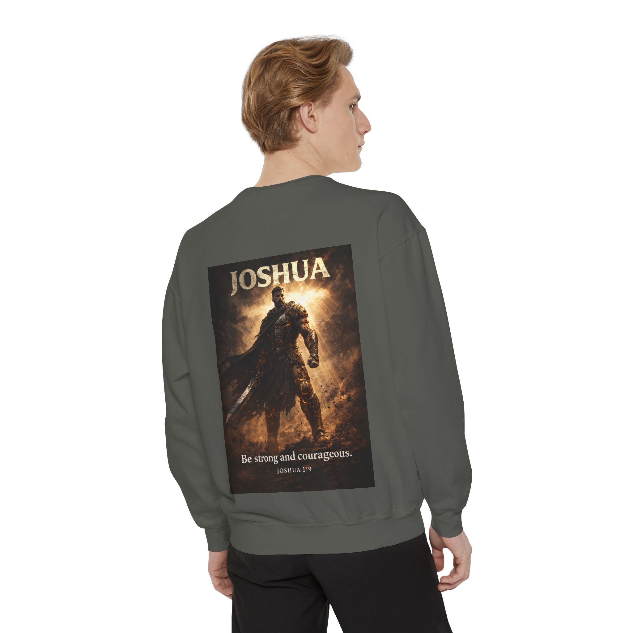 Joshua Courage Sweatshirt | Be Strong and Courageous Christian Crewneck | Inspirational Faith Apparel