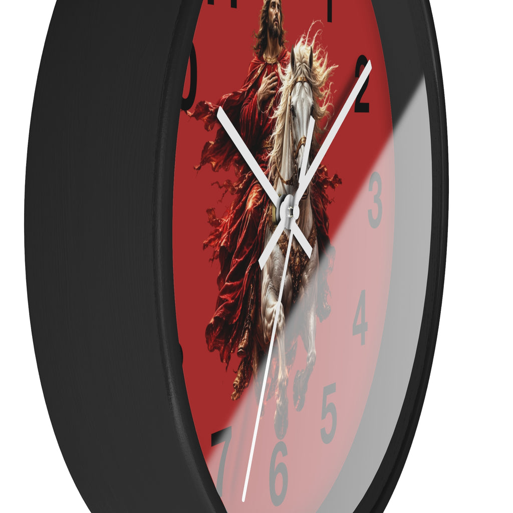 Jesus on White Horse Wall Clock | Christian Biblical Home Decor | Faith Inspired Silent Wall Clock