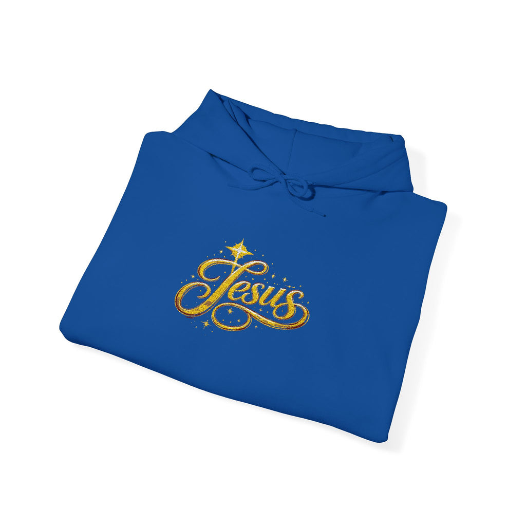 Jesus Gold Script Hoodie – Sparkle Christian Faith Pullover | Inspirational Hoodie