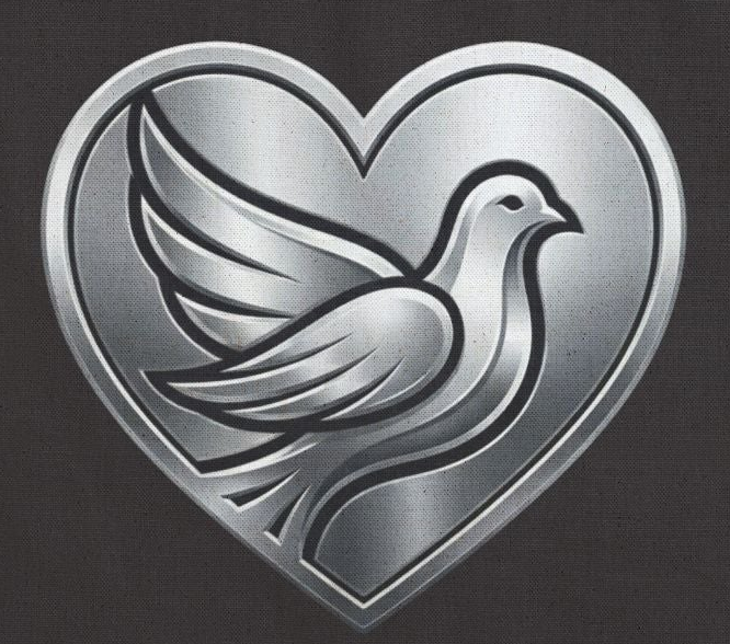 Silver Dove Heart Tote Bag | Peace & Love Canvas Tote | Inspirational Christian Tote