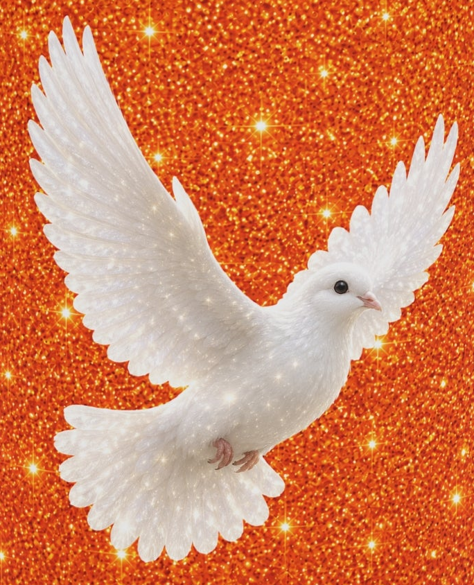 Peace Dove Heart Mug | Orange Sparkle Ceramic Coffee Mug | White Dove Christian Gift