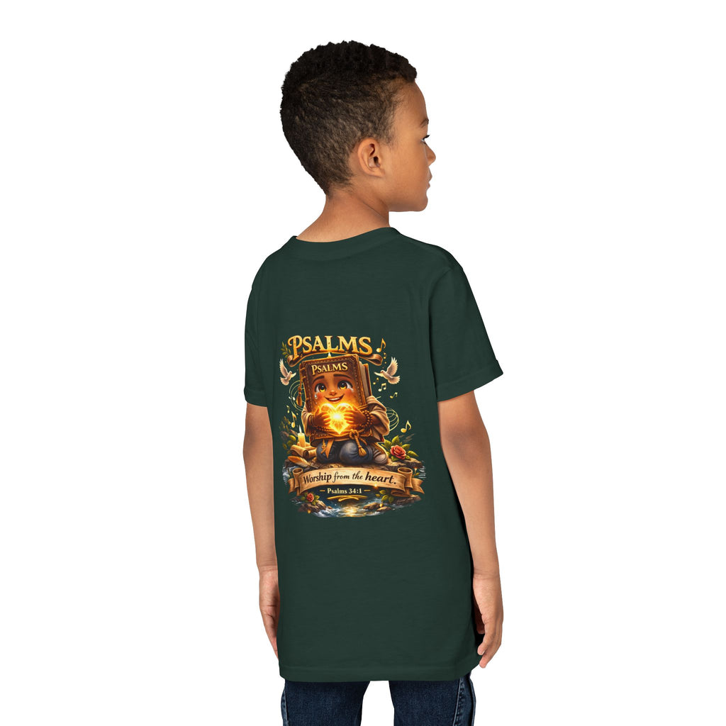 Praise Him Psalms 34:1 Youth T-Shirt | Christian Kids Faith Tee | Inspirational Youth Apparel