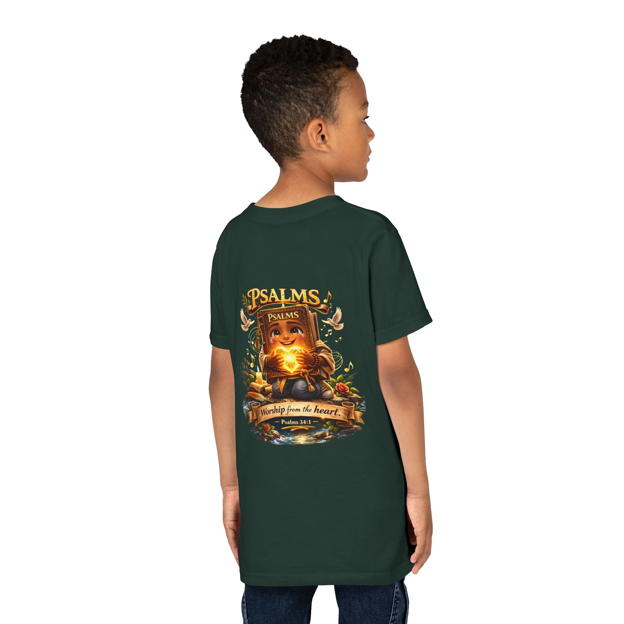 Praise Him Psalms 34:1 Youth T-Shirt | Christian Kids Faith Tee | Inspirational Youth Apparel