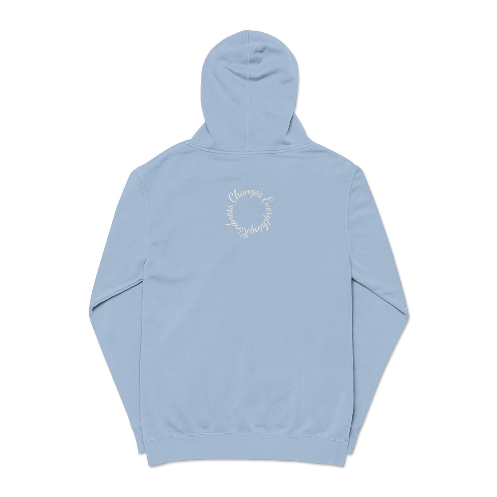 “We Are All Human” Pigment-Dyed Hoodie – Inclusive Comfort Pullover | Inspirational Minimalist Hoodie