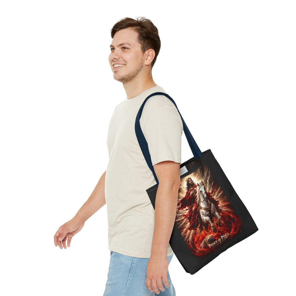 Prince of Peace Tote Bag | Jesus Riding White Horse Christian Tote | Inspirational Faith Carryall