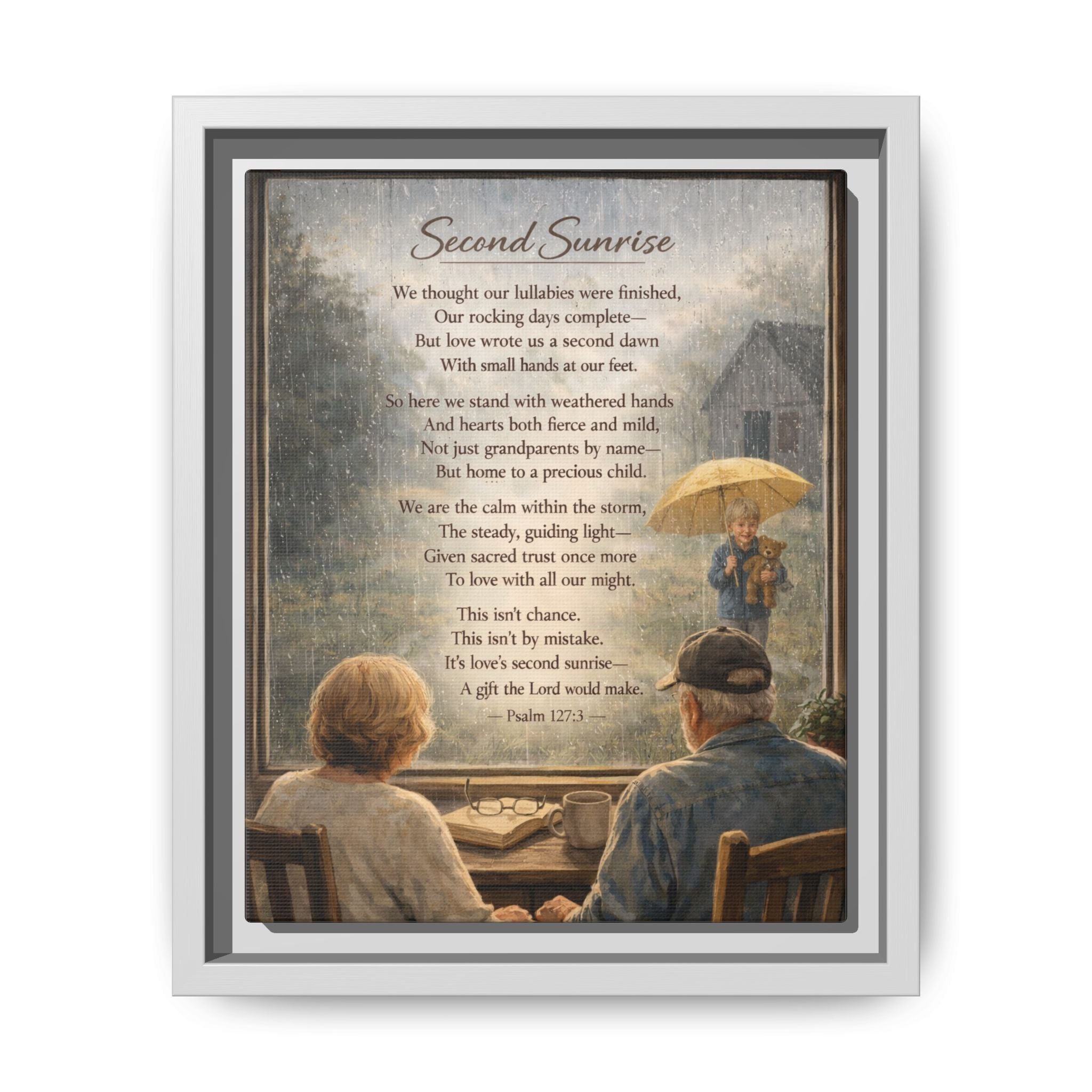 Second Sunrise Framed Canvas Wall Art | Personalized Grandparents Poem | Faith & Family Keepsake