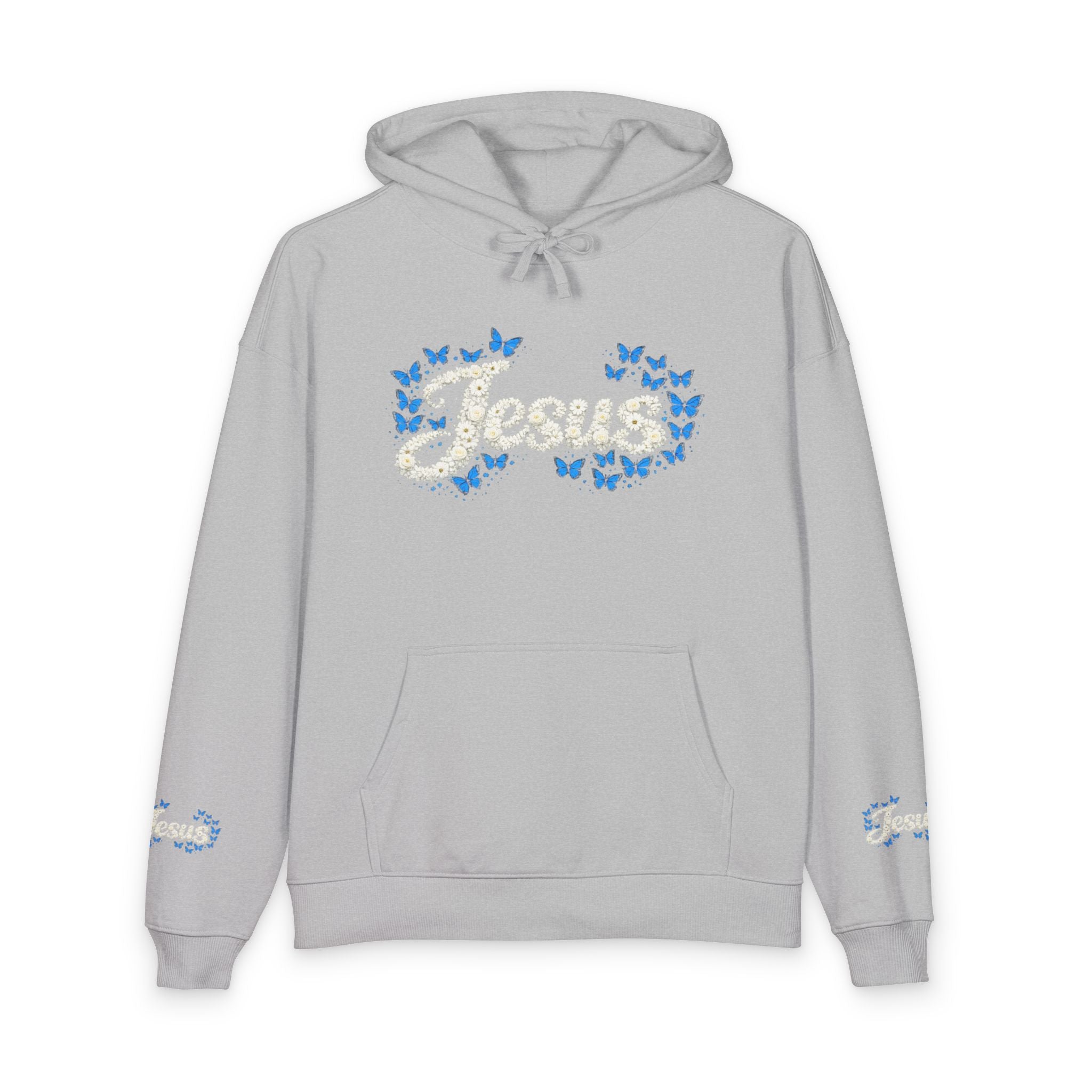 Jesus Floral Hoodie – Christian Faith Organic Pullover | Relaxed Fit Inspirational Hoodie