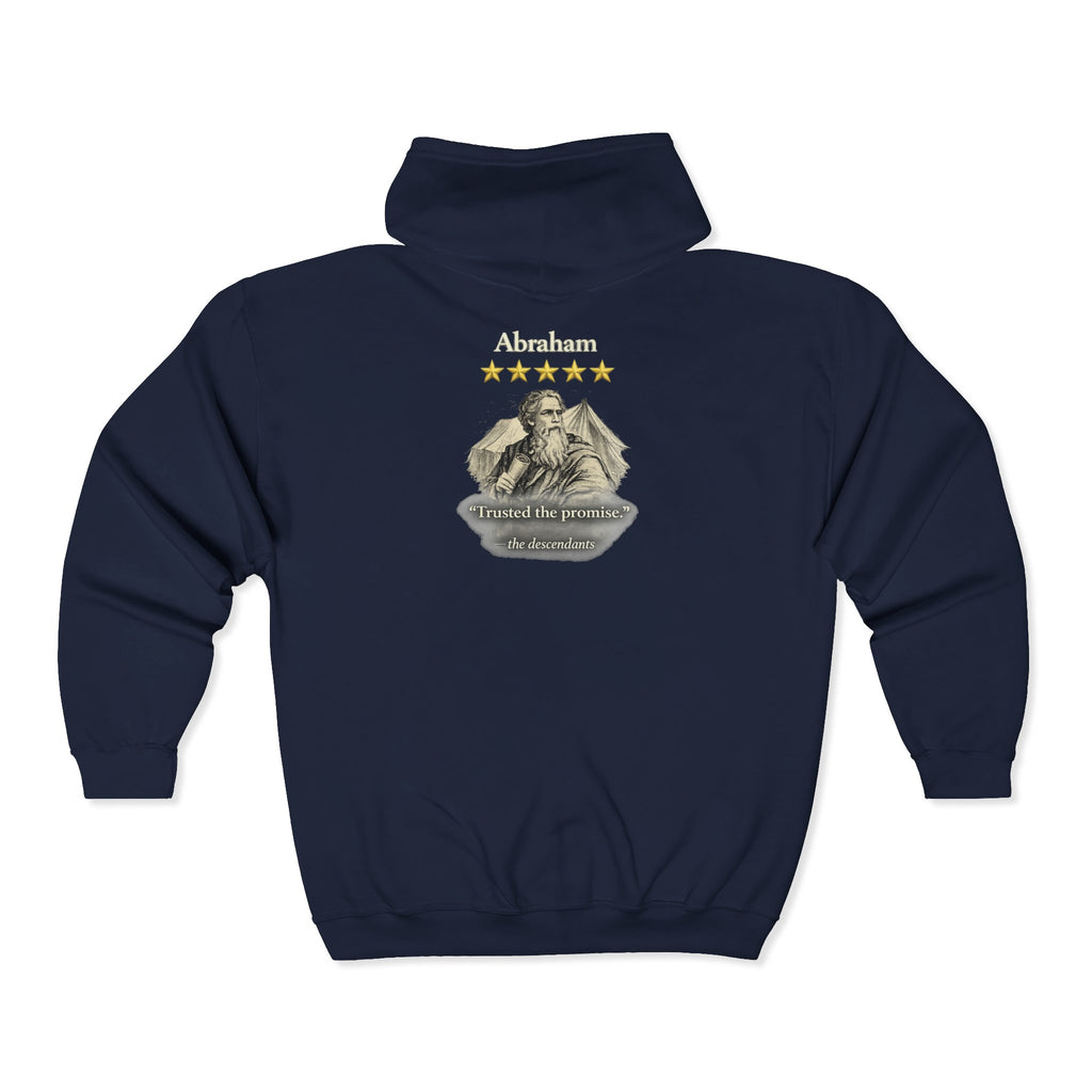 Abraham – Full-Zip Hoodie | “Trusted the Promise” Patriotic Faith Graphic – Five-Star Faith Series