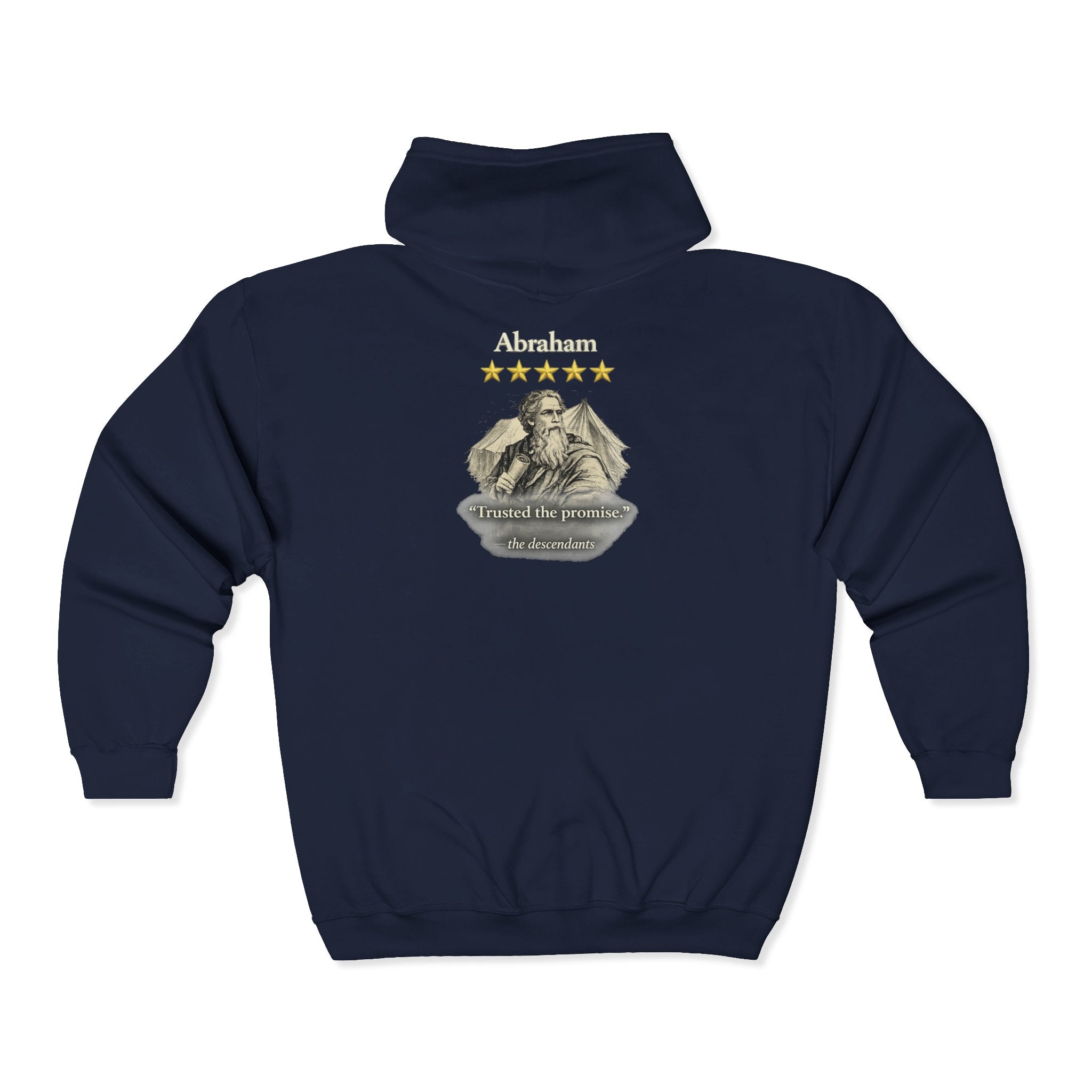 Abraham – Full-Zip Hoodie | “Trusted the Promise” Patriotic Faith Graphic – Five-Star Faith Series
