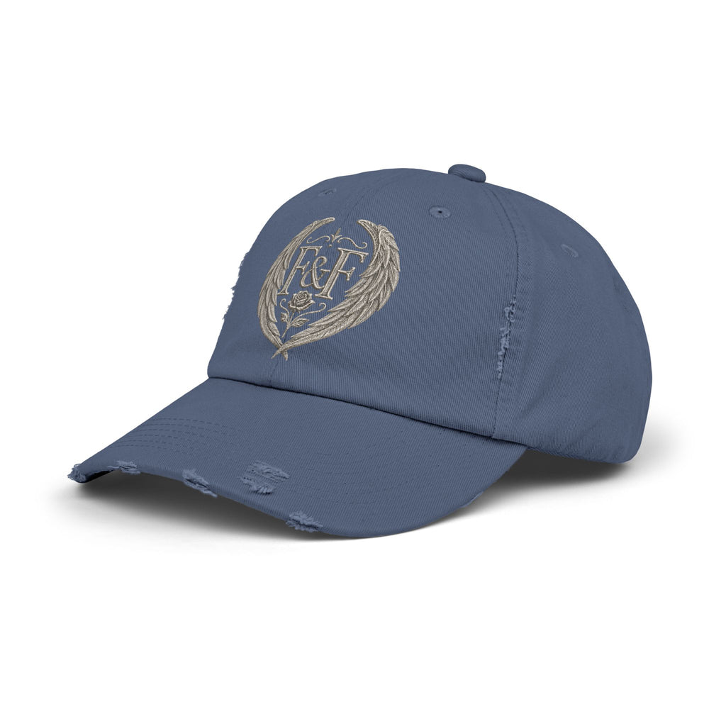 Faith & Freedom Distressed Black Cap | F&F Wing Crest Vintage Hat | Christian Streetwear Cap