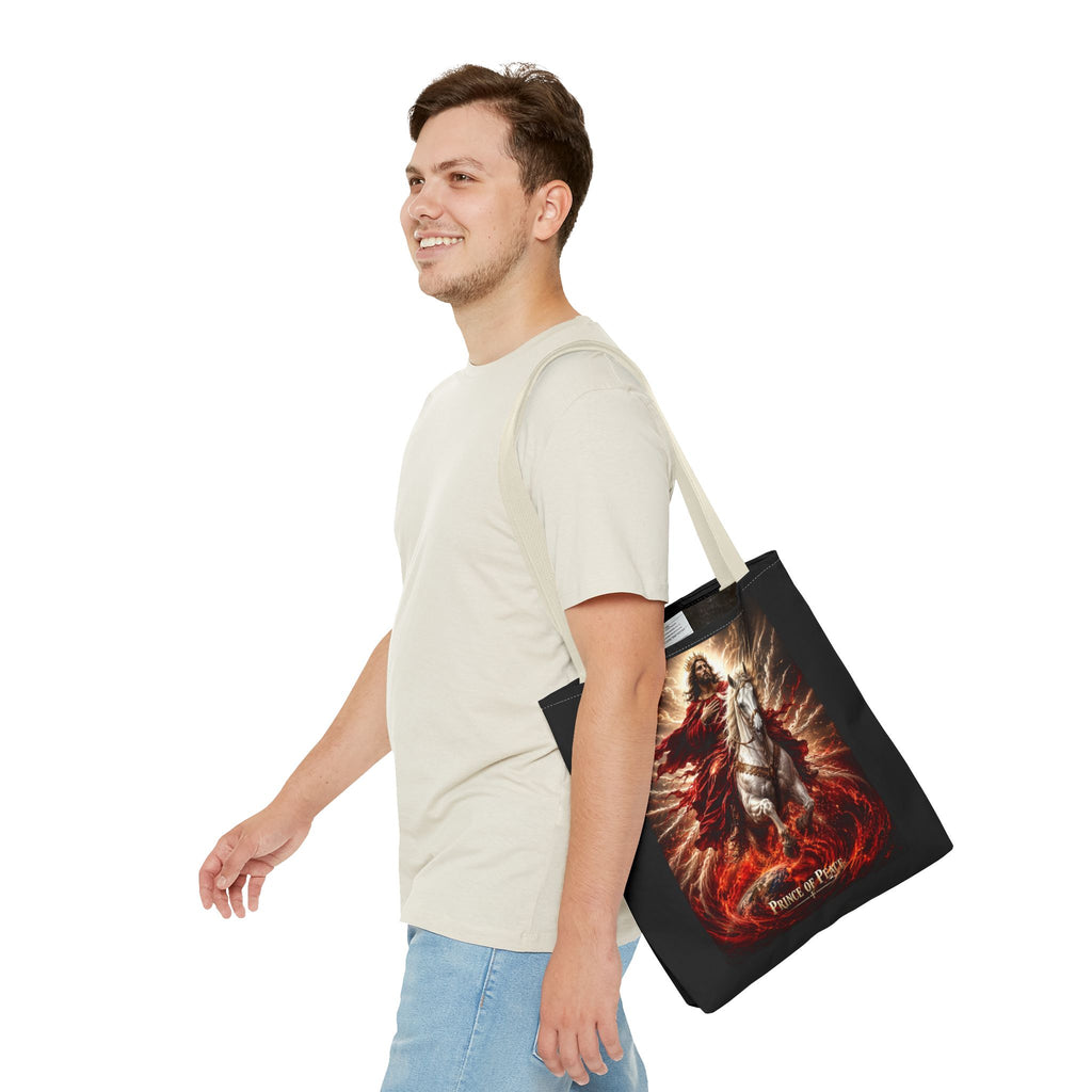 Prince of Peace Tote Bag | Jesus Riding White Horse Christian Tote | Inspirational Faith Carryall