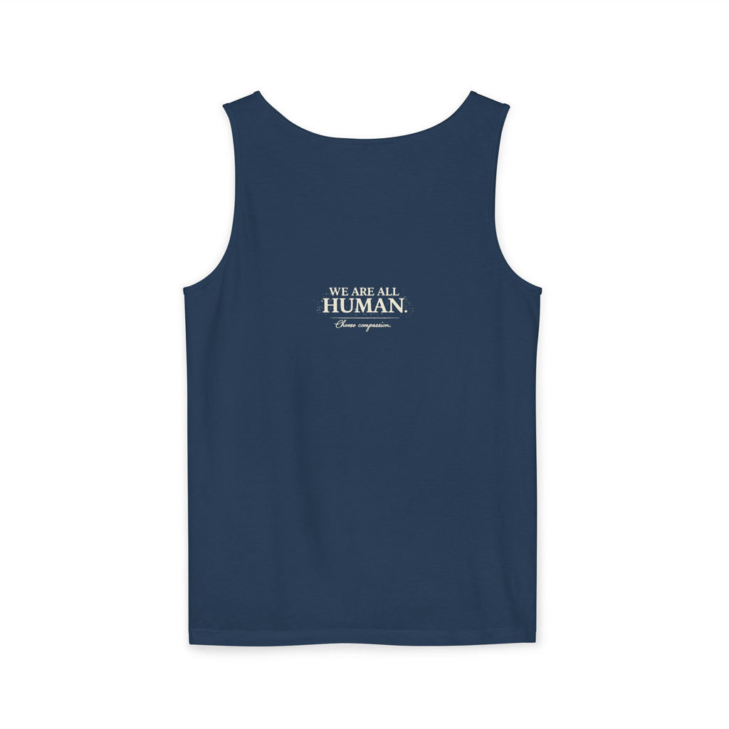 “Every Heart Beats the Same” Vintage Surf Tank Top – Garment-Dyed Coastal Unity Tank