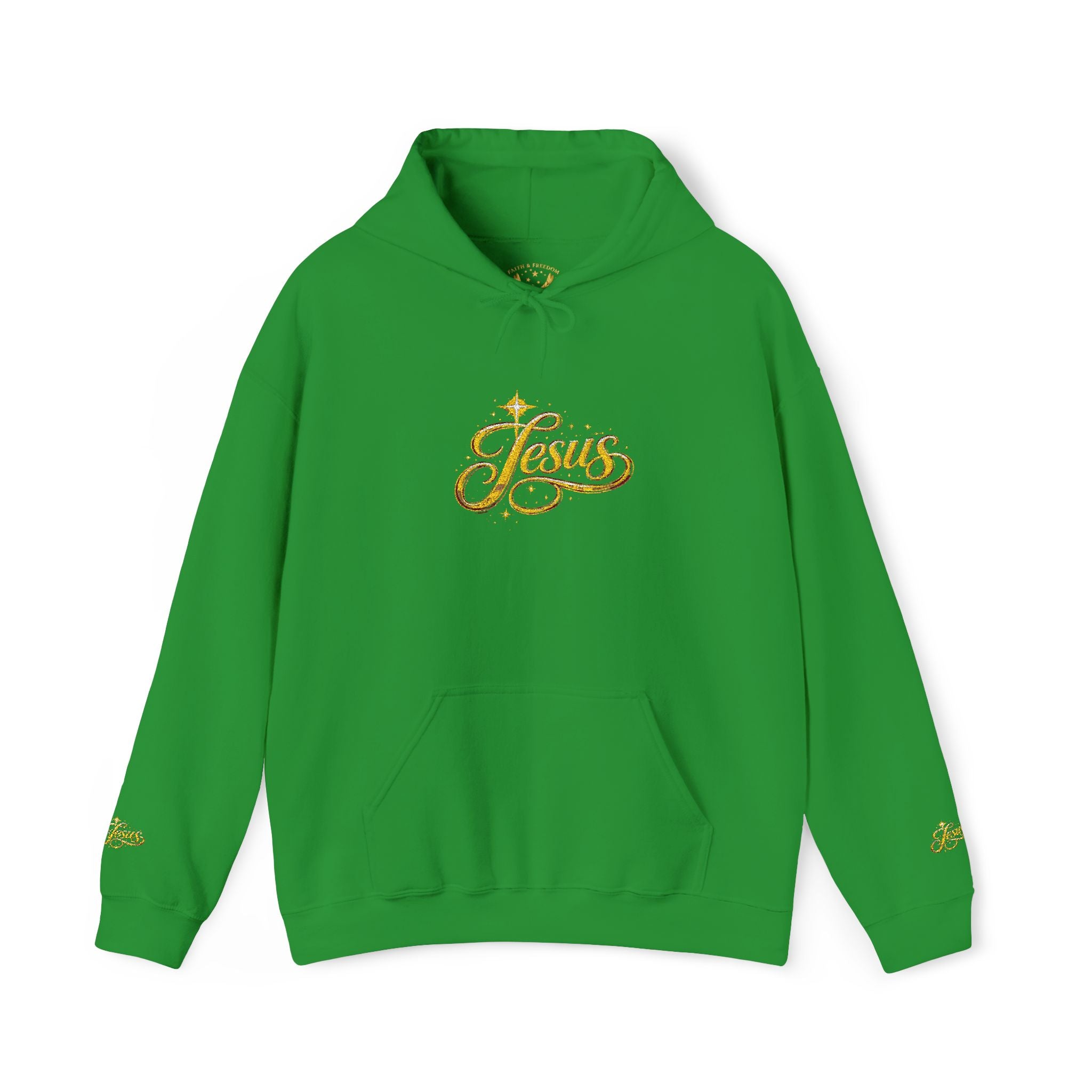Jesus Gold Script Hoodie – Sparkle Christian Faith Pullover | Inspirational Hoodie
