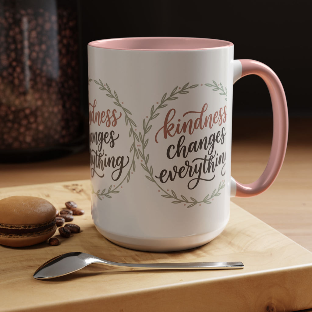 Kindness Changes Everything Accent Coffee Mug | Inspirational Ceramic Mug | Faith Freedom Creations