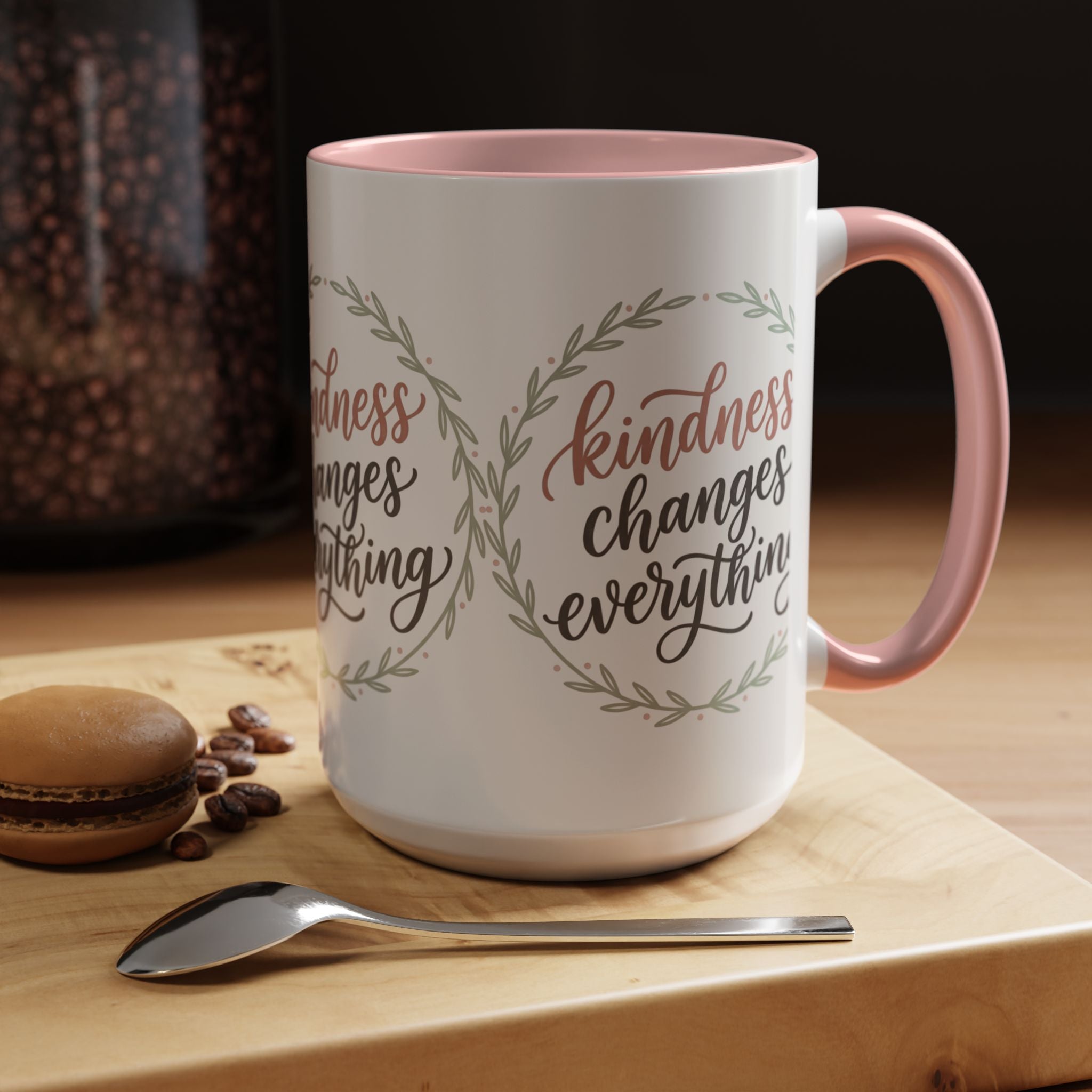 Kindness Changes Everything Accent Coffee Mug | Inspirational Ceramic Mug | Faith Freedom Creations