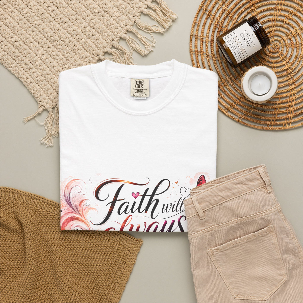 Faith Will Always Carry You T-Shirt | Butterfly Inspirational Comfort Colors® Tee