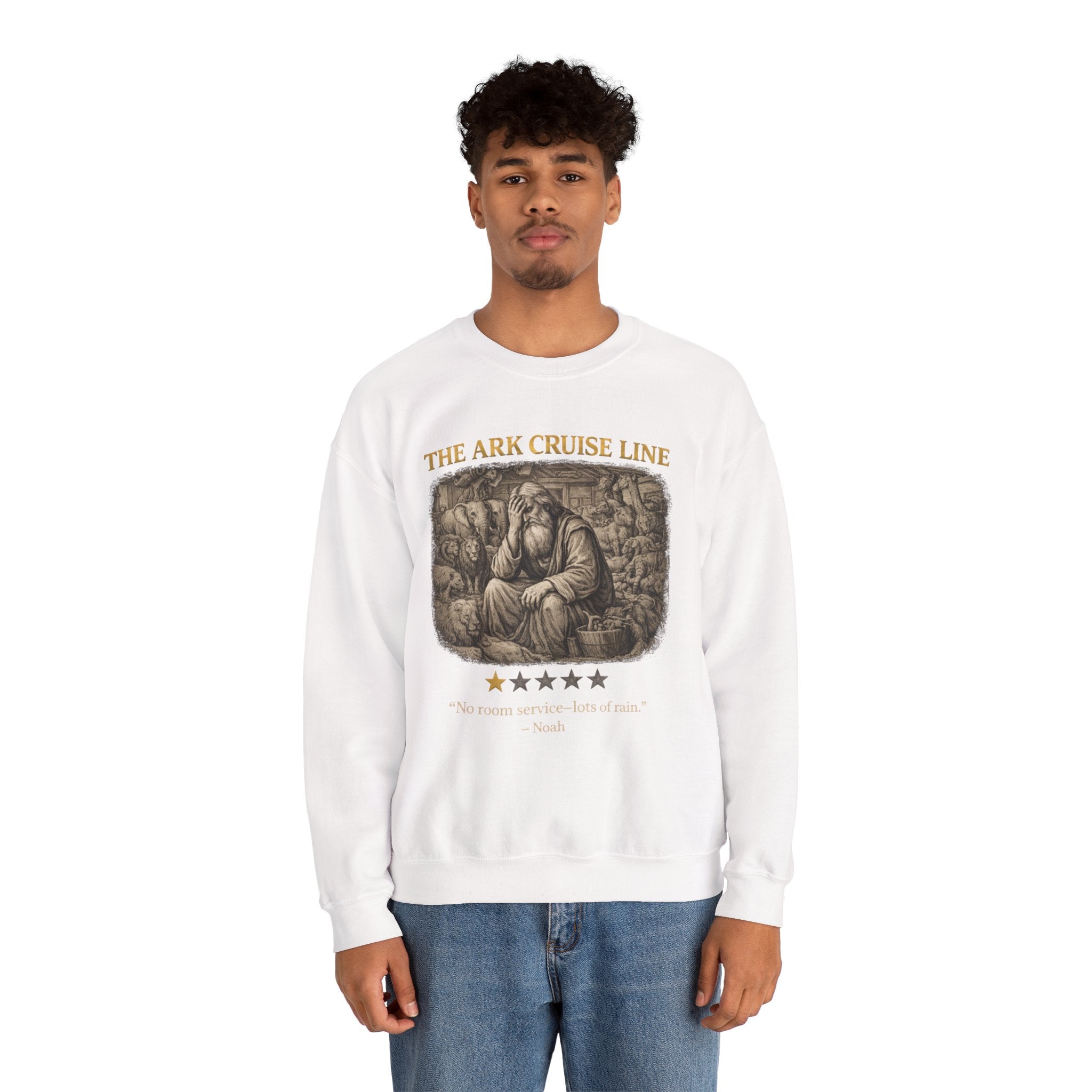 Noah – Crewneck Sweatshirt | “Ark Cruise Liner” Vintage Illustration – Five-Star Faith Series