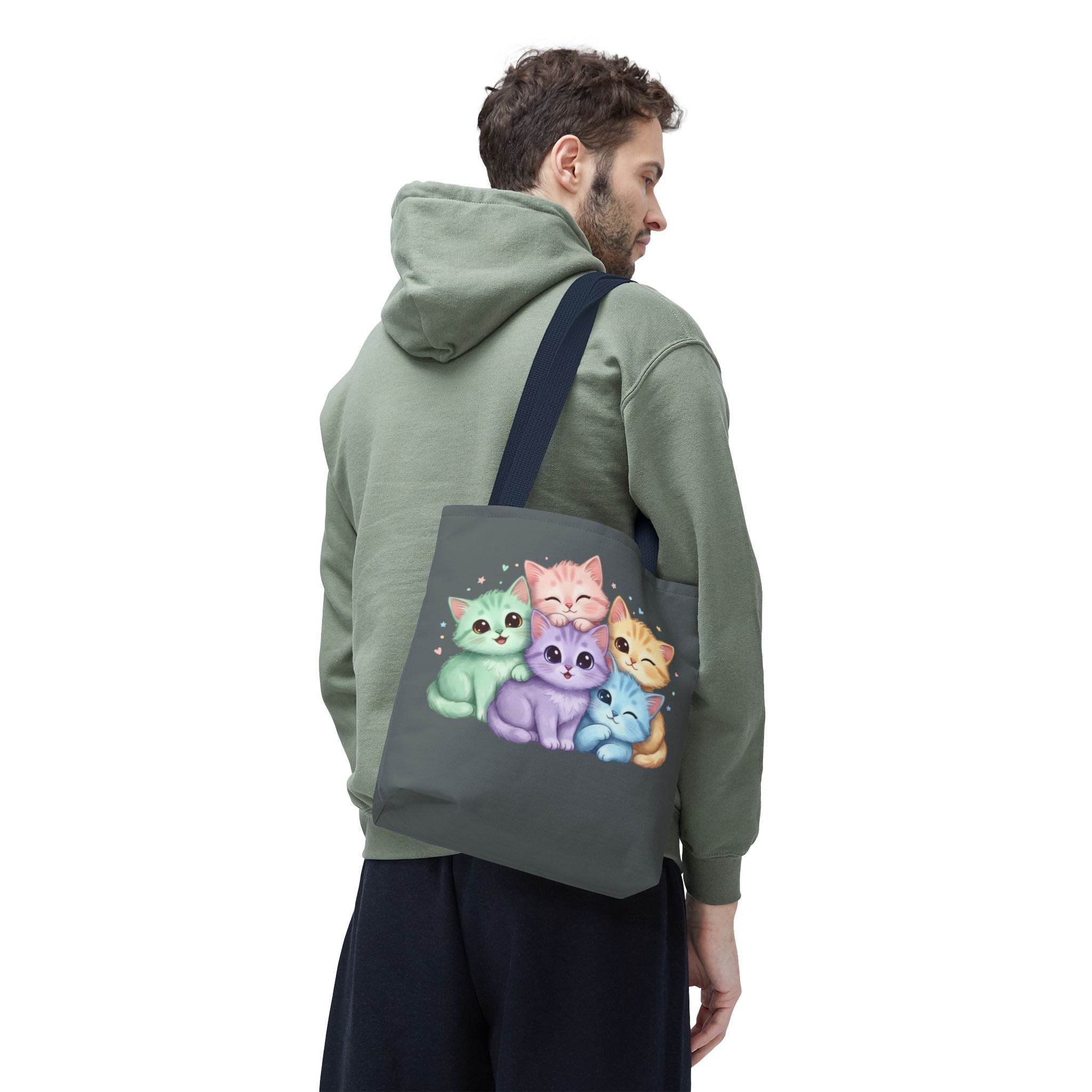 Pastel Rainbow Kittens Tote Bag – Cute Cat Lover Tote | Colorful Cat Market Bag