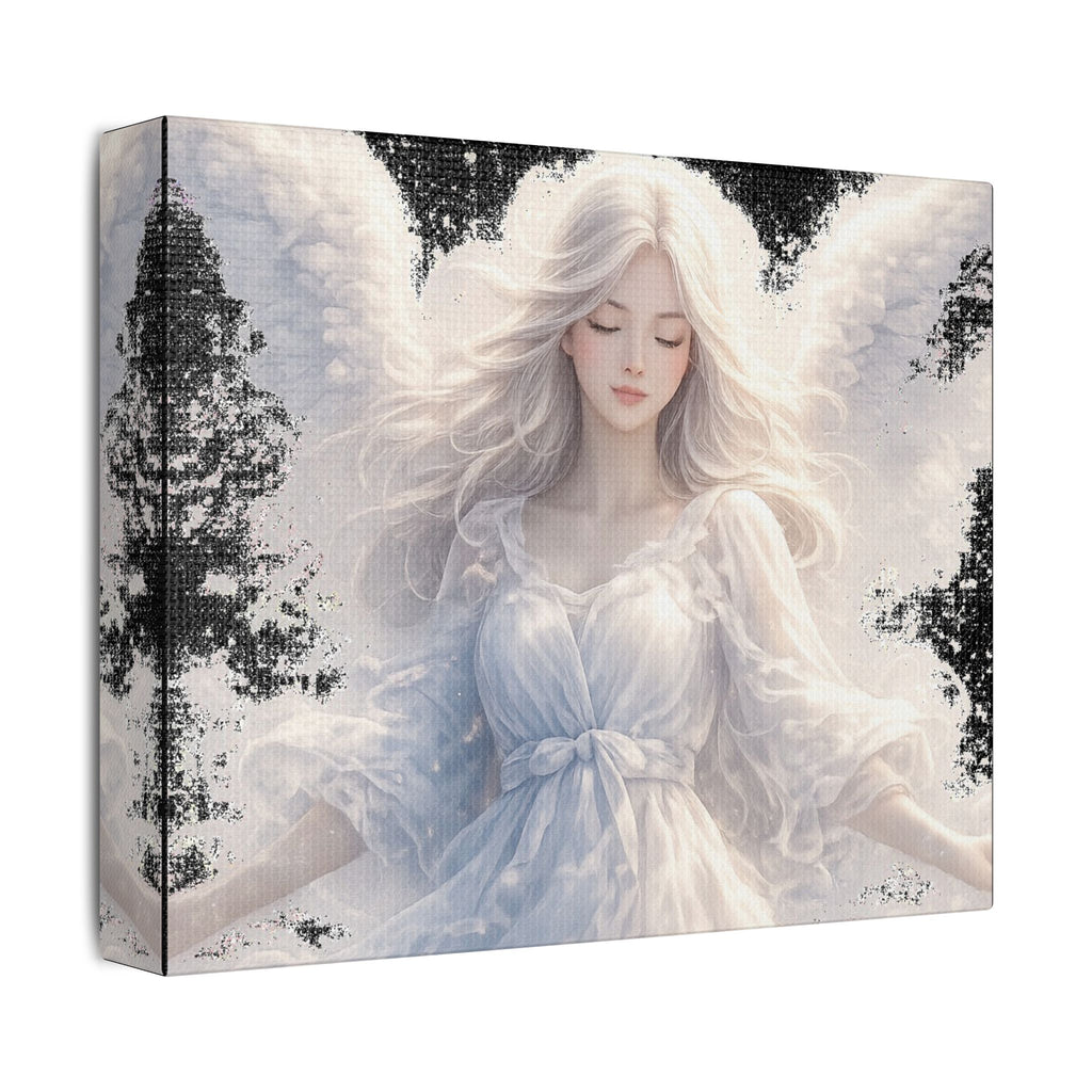 Angelic White Guardian Canvas — Serene Angel Nursery Wall Art