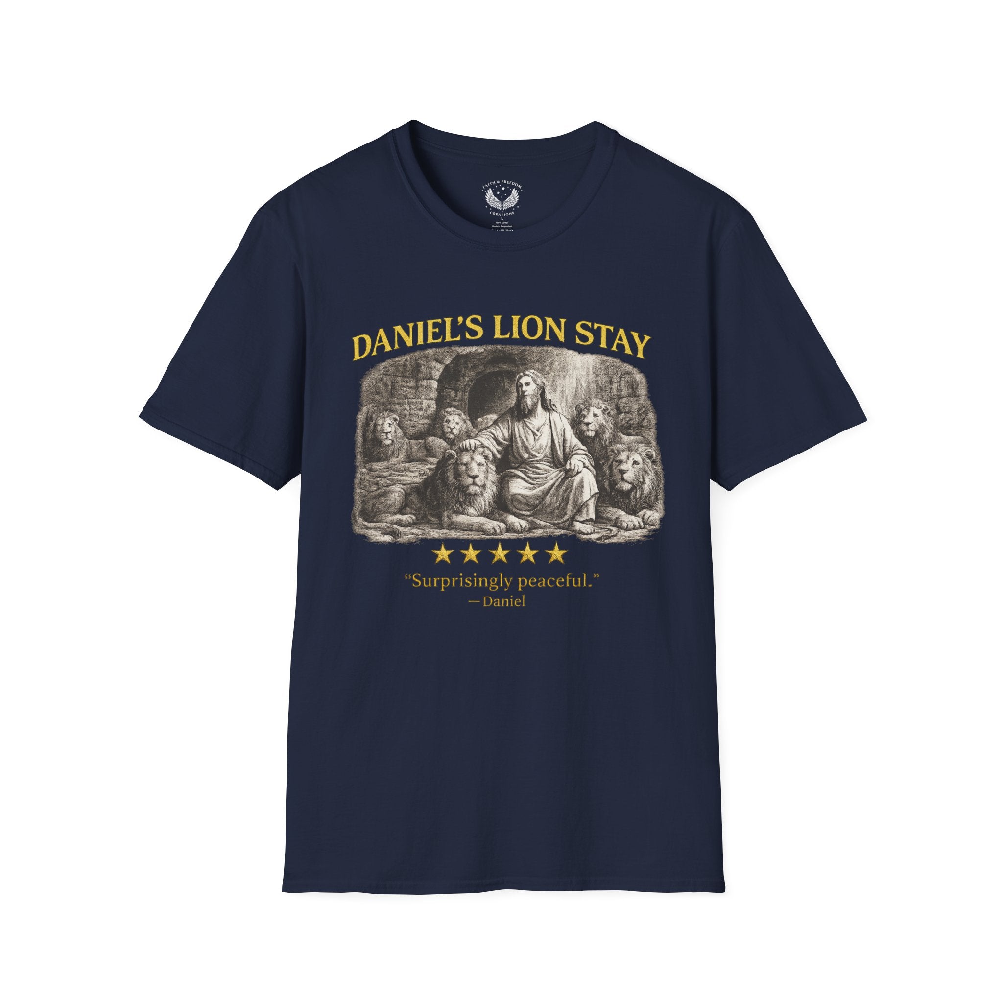 Daniel's Lion Stay Vintage T-Shirt - Biblical Lion Statue Tee
