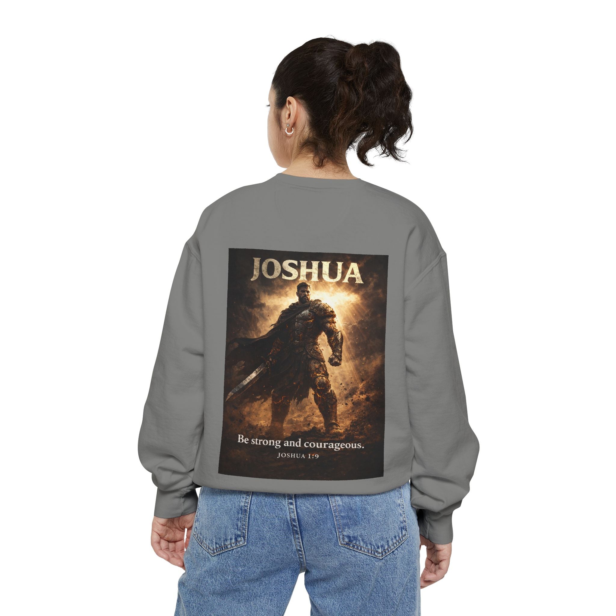 Joshua Courage Sweatshirt | Be Strong and Courageous Christian Crewneck | Inspirational Faith Apparel