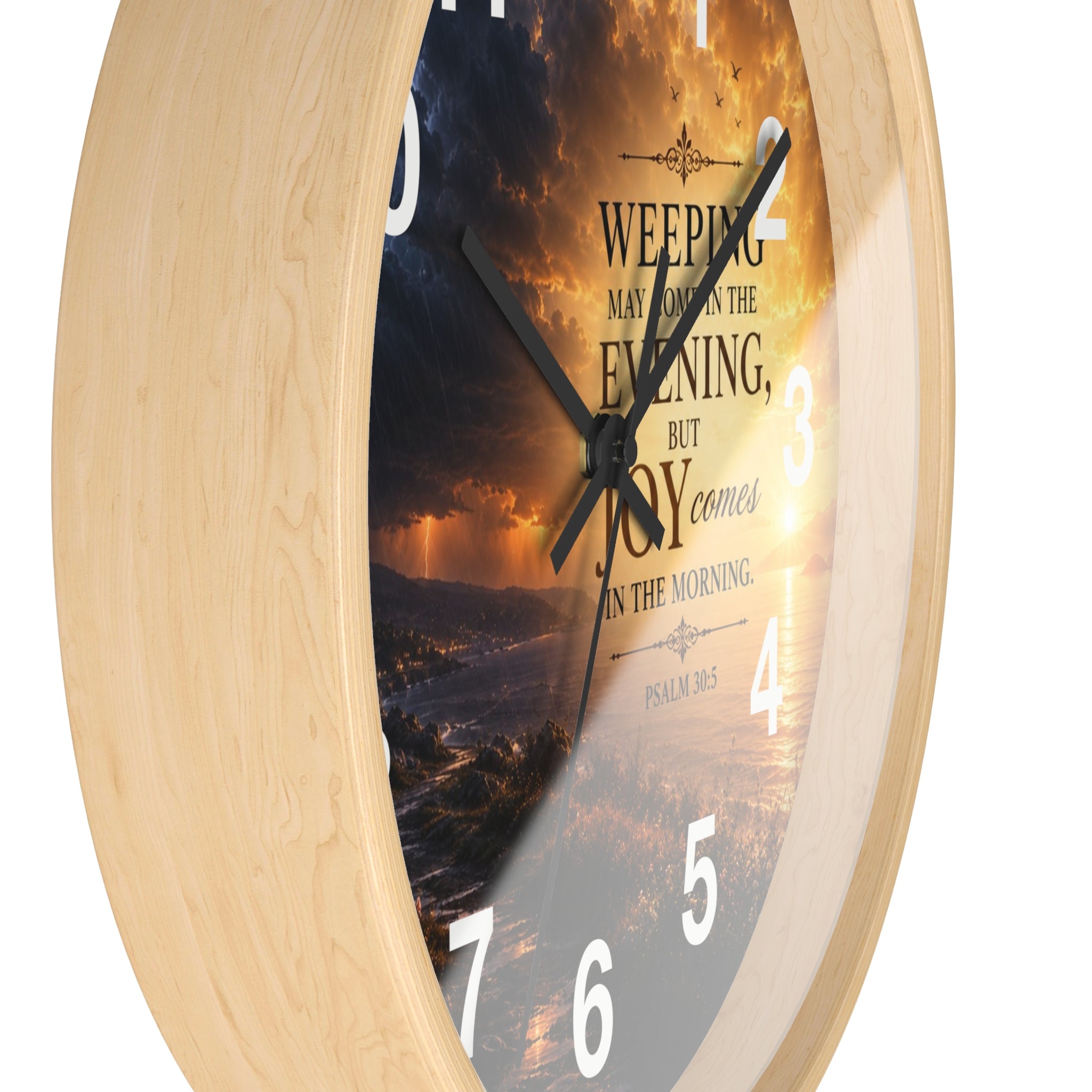 Psalm 30:5 Wall Clock | Joy Comes in the Morning Christian Clock | Inspirational Faith Decor