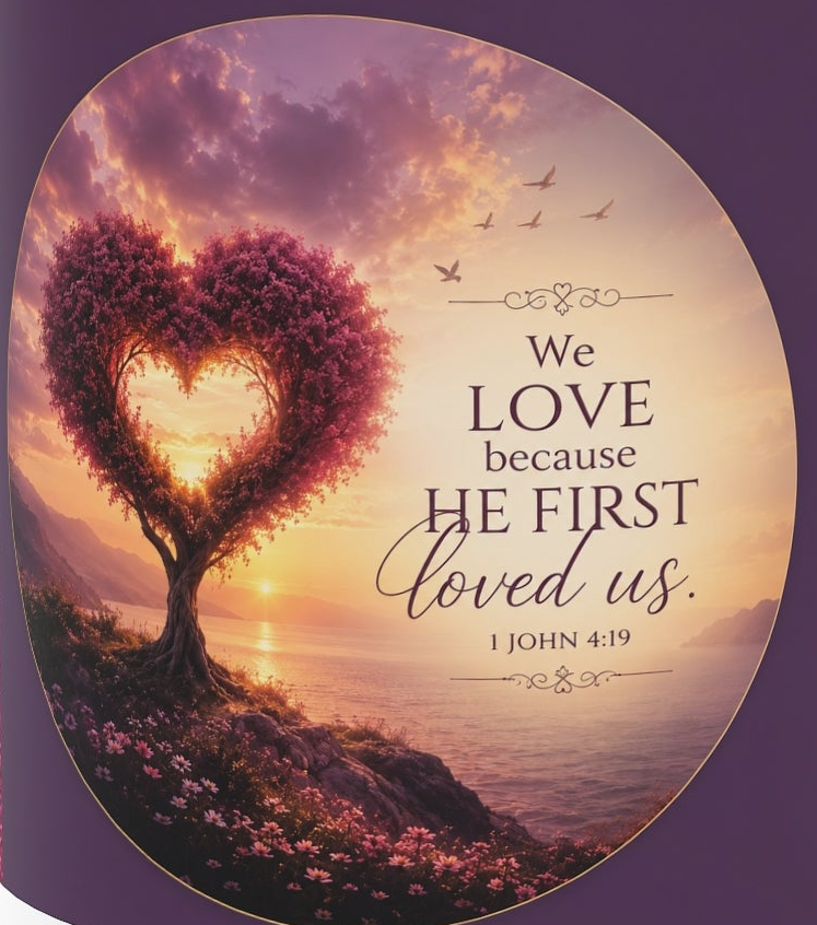 We Love Because He First Loved Us Heart Mug | Christian Coffee Cup | 1 John 4:19 Ceramic Mug