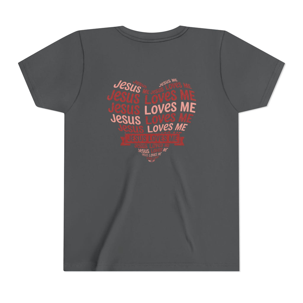 Jesus Loves Me Youth T-Shirt – Heart Word Cloud Christian Kids Tee | Faith Inspired Youth Shirt