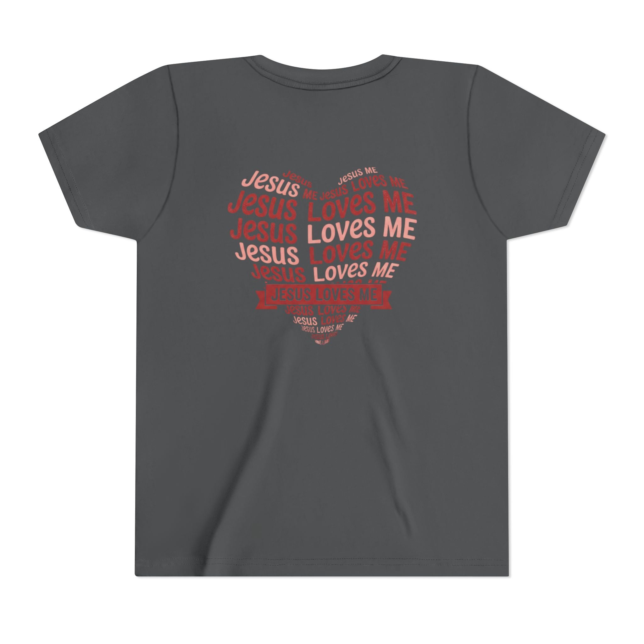 Jesus Loves Me Youth T-Shirt – Heart Word Cloud Christian Kids Tee | Faith Inspired Youth Shirt