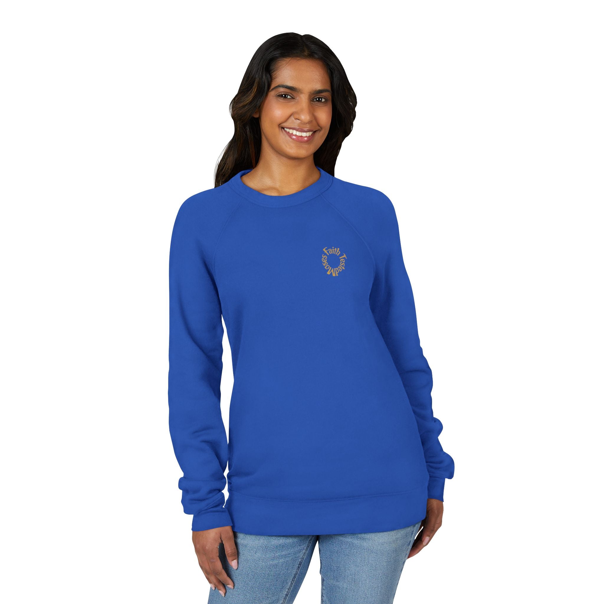 Moses Five-Star Faith Series – Raglan Sweatshirt | “Staff Worked. Sea Moved.” Faith Graphic