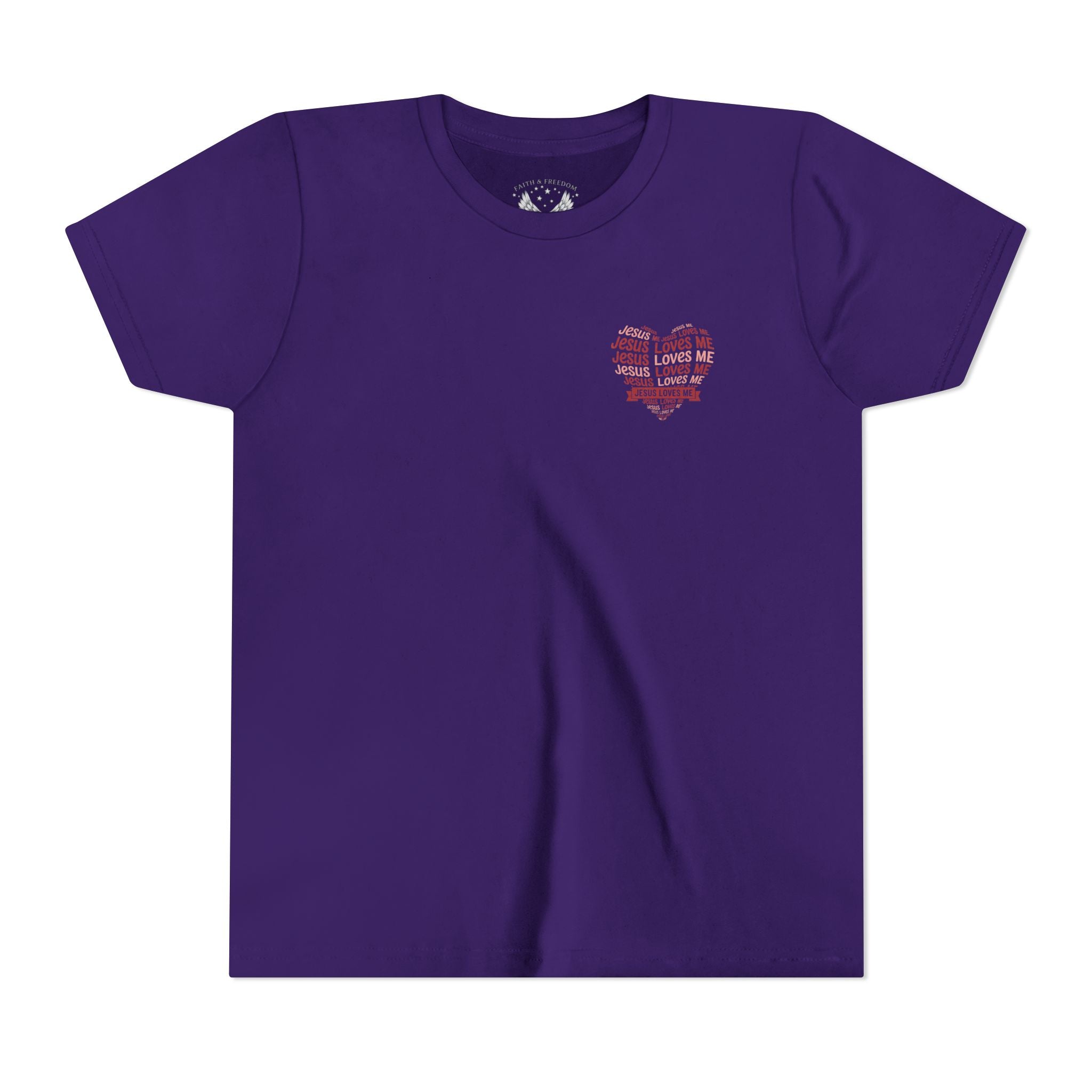 Jesus Loves Me Youth T-Shirt – Heart Word Cloud Christian Kids Tee | Faith Inspired Youth Shirt