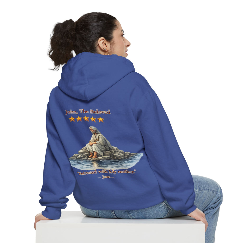 "John The Beloved Review, by Jesus"Hoodie — Illustrated Religious Graphic Pullover-⭐ Five-Star Faith Series⭐