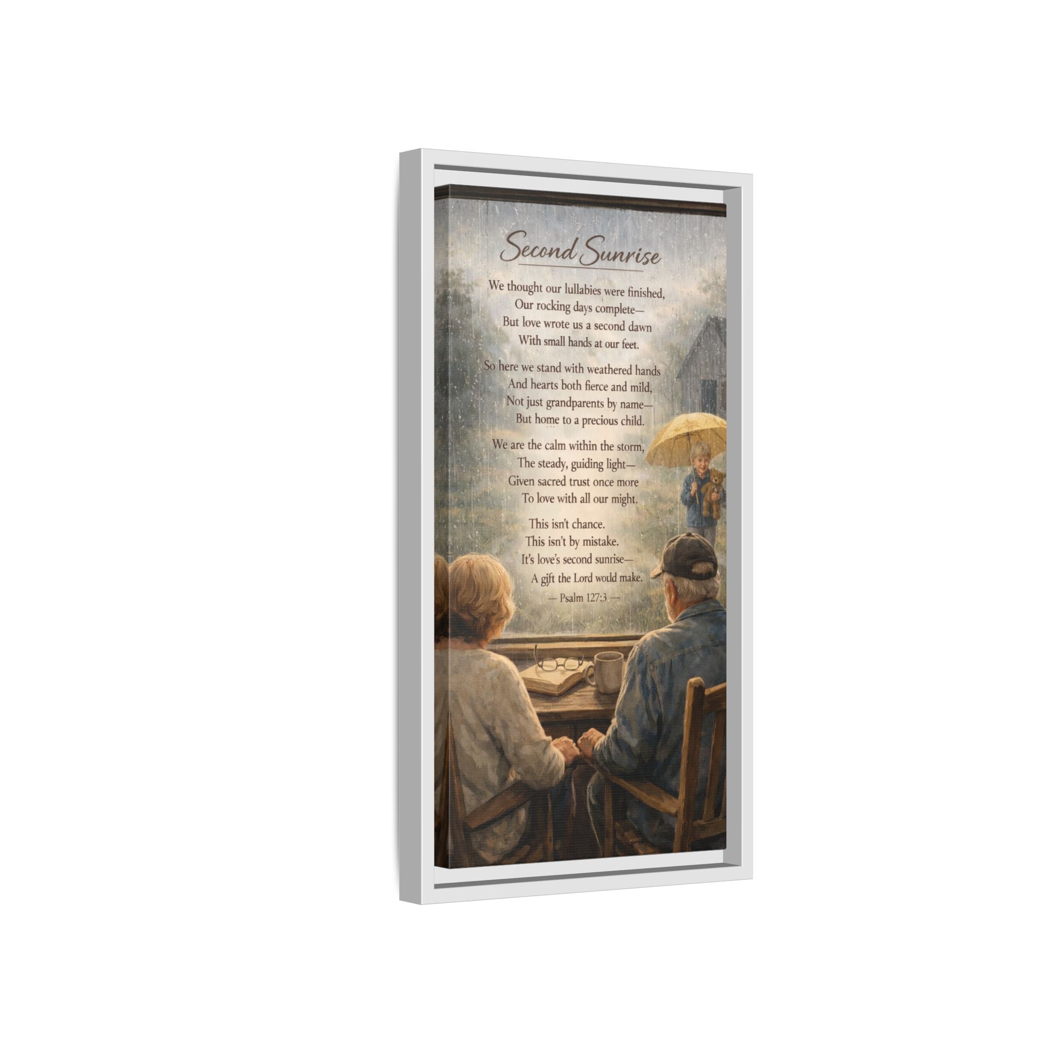 Second Sunrise Framed Canvas Wall Art | Personalized Grandparents Poem | Faith & Family Keepsake