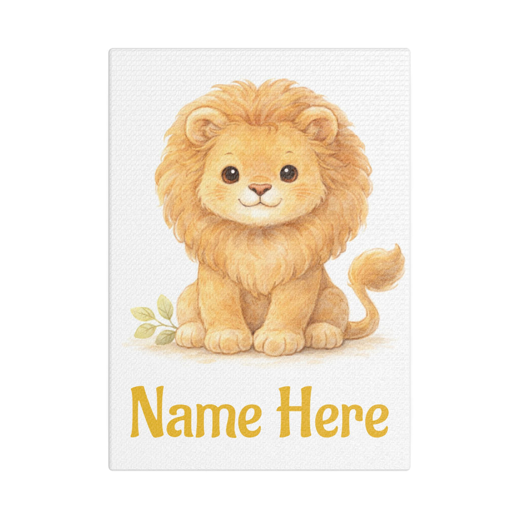 Personalized Baby Lion Canvas — Custom Name Nursery Wall Art