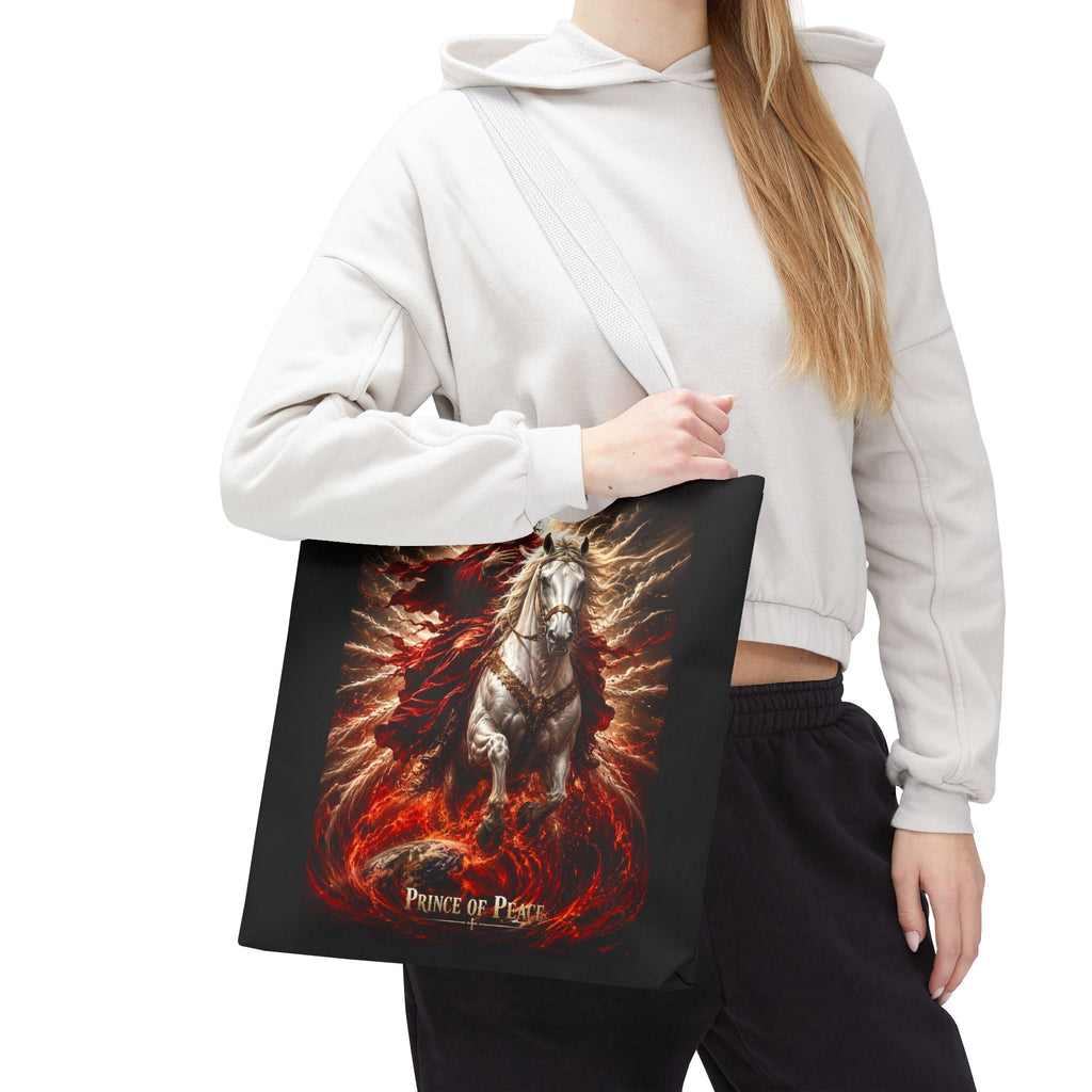 Prince of Peace Tote Bag | Jesus Riding White Horse Christian Tote | Inspirational Faith Carryall
