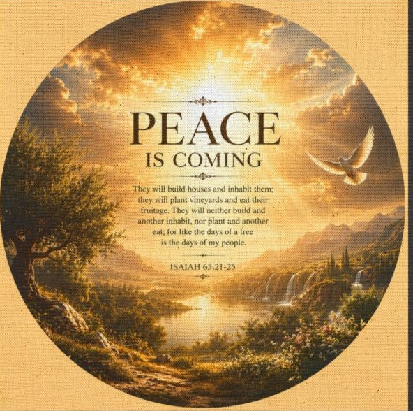 Peace Is Coming Tote Bag | Isaiah 65:21-25 Christian Canvas Tote | Inspirational Scripture Carryall