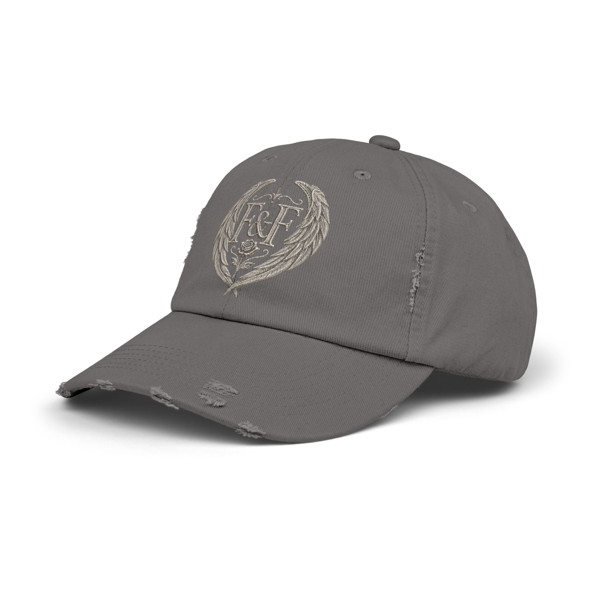 Faith & Freedom Distressed Black Cap | F&F Wing Crest Vintage Hat | Christian Streetwear Cap