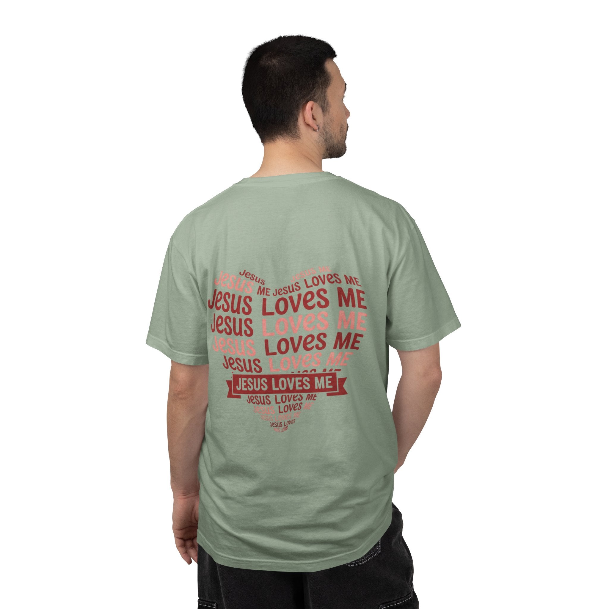 Jesus Loves Me Heart Garment-Dyed T-Shirt – Christian Faith Tee | Vintage Style Inspirational Shirt