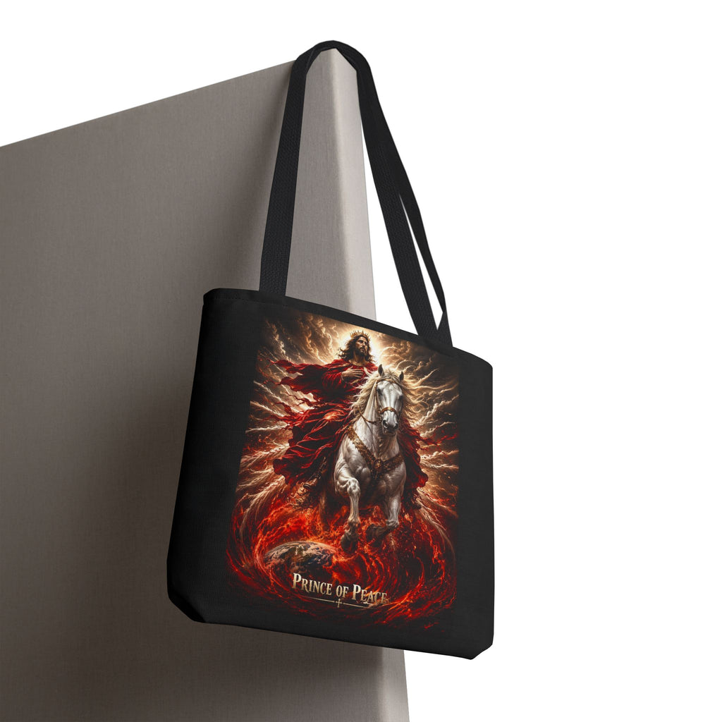 Prince of Peace Tote Bag | Jesus Riding White Horse Christian Tote | Inspirational Faith Carryall